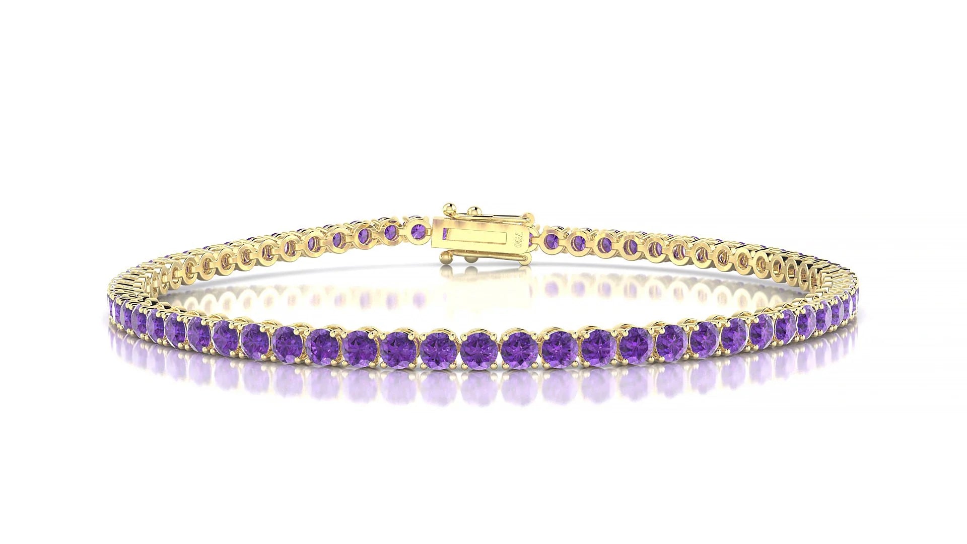 Firenze | 18k Yellow Gold 2.5 mm Round Natural Amethyst Tennis Bracelet