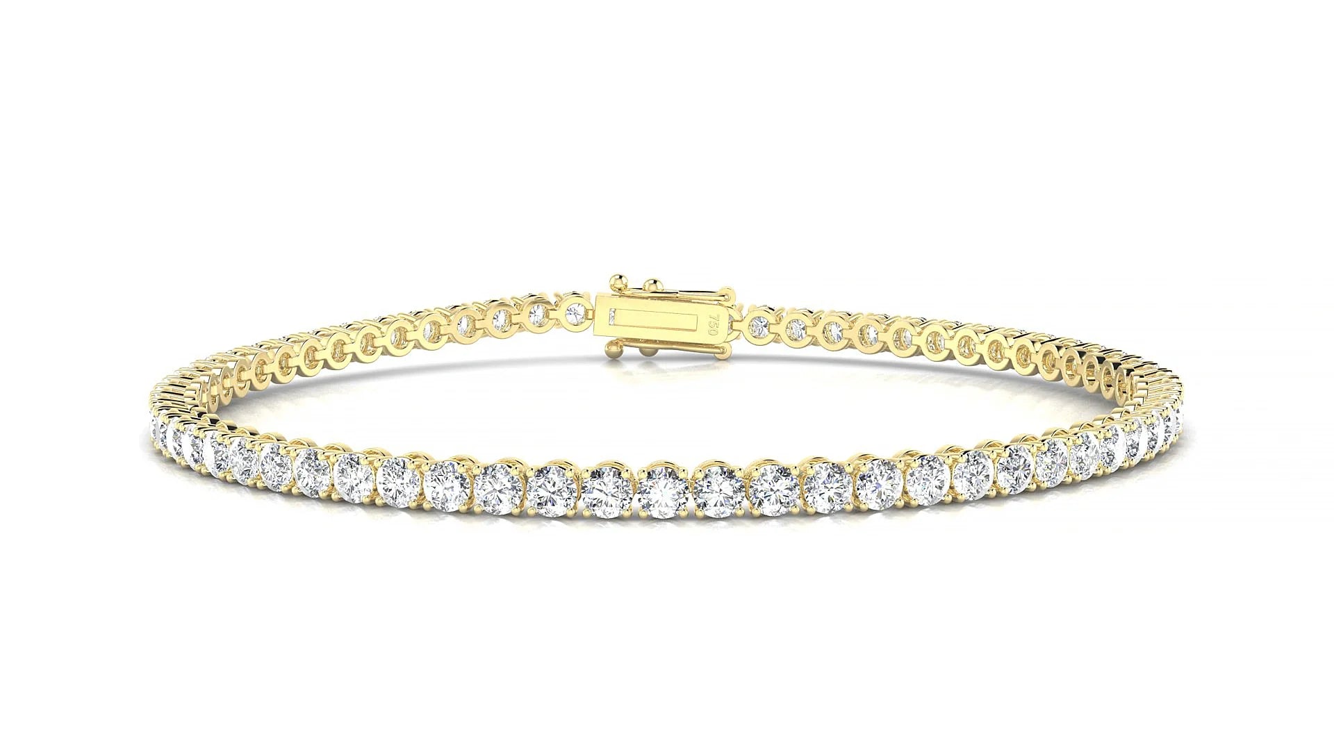 Firenze | 18k Yellow Gold 2.5 mm Round Lab-Grown Diamond 18 cm Tennis Bracelet