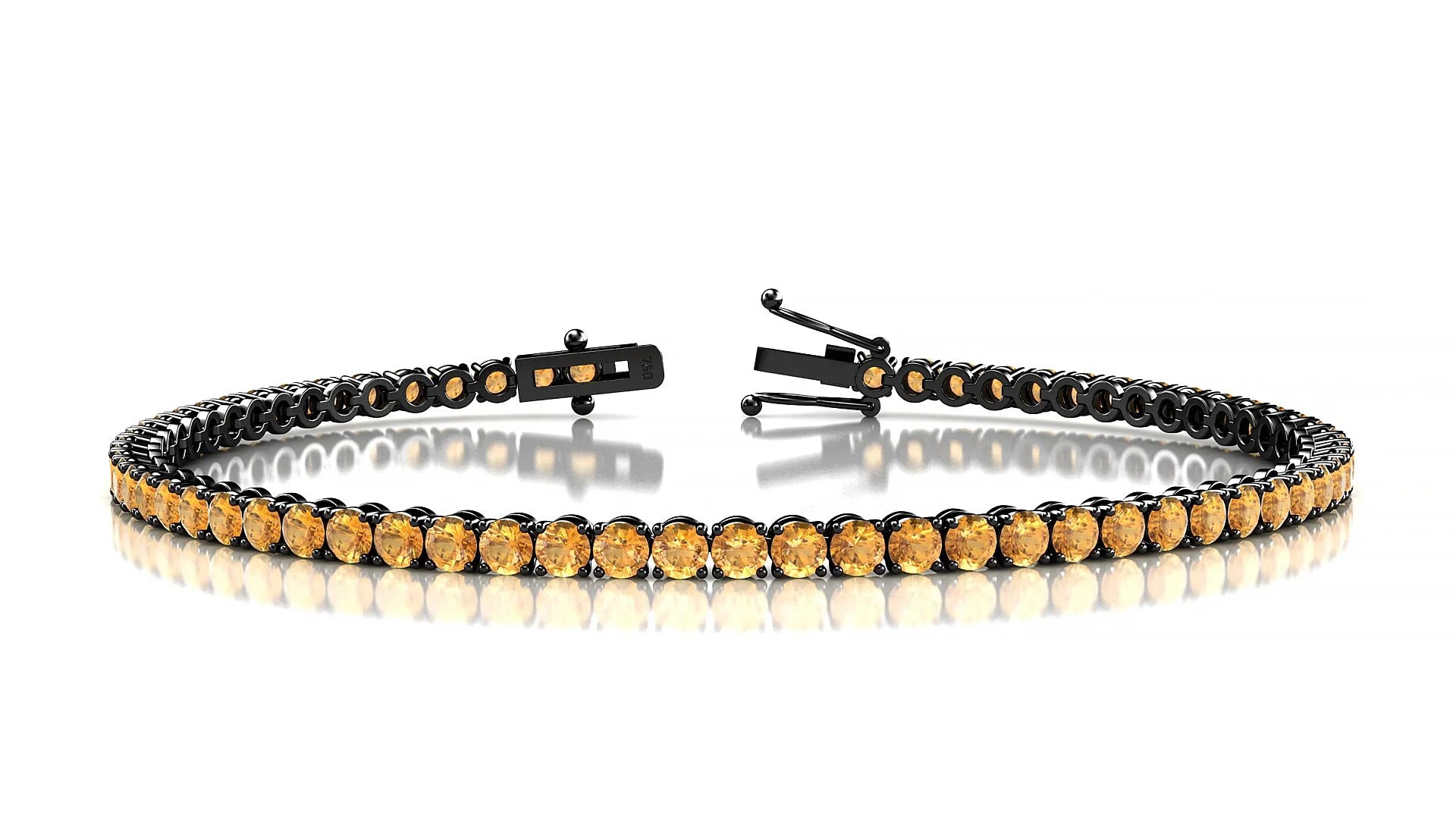 Firenze | 18k Black Gold 2.5 mm Round Natural Citrine Tennis Bracelet