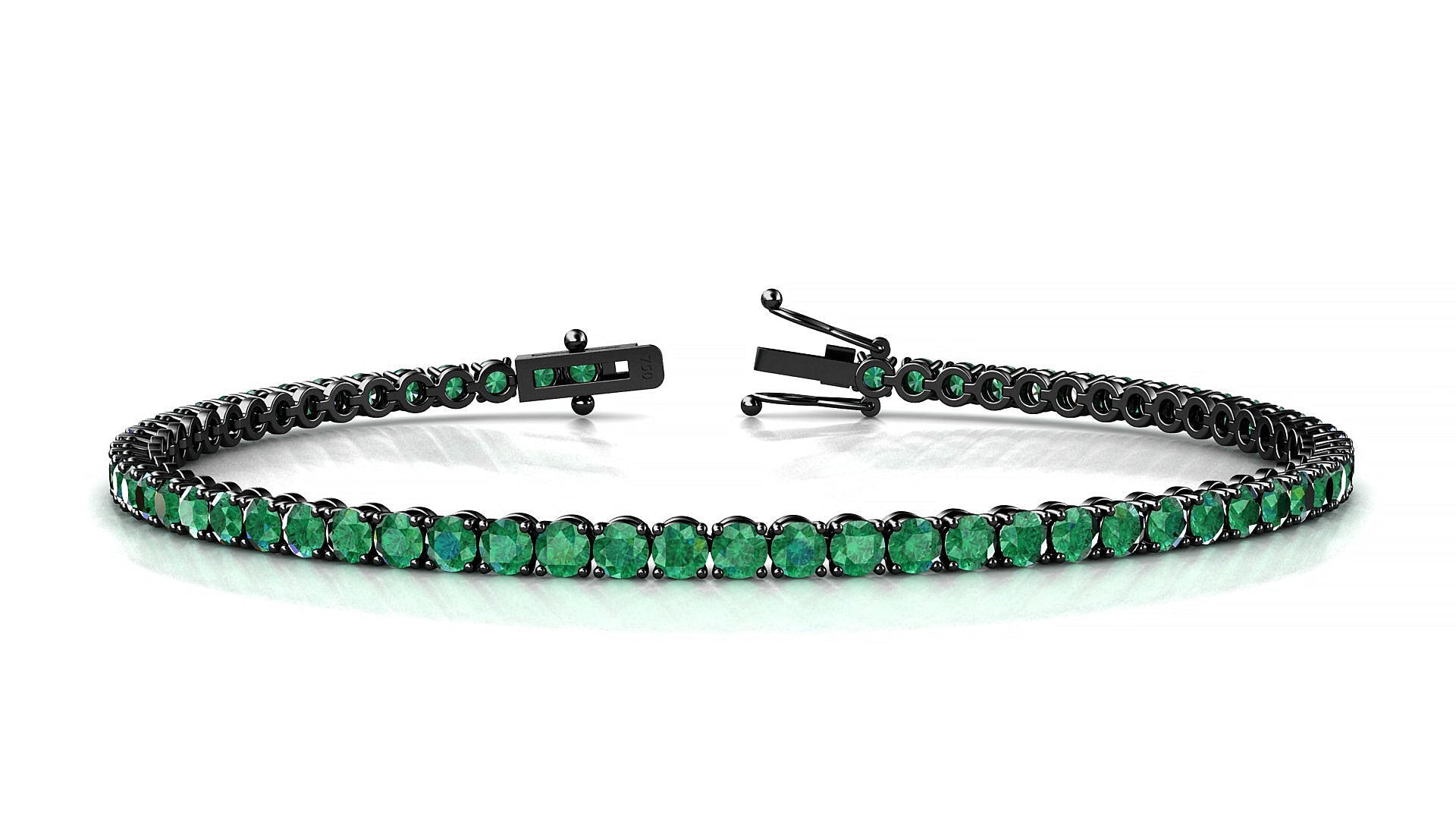 Firenze | 18k Black Gold 2.5 mm Round Natural Emerald Tennis Bracelet