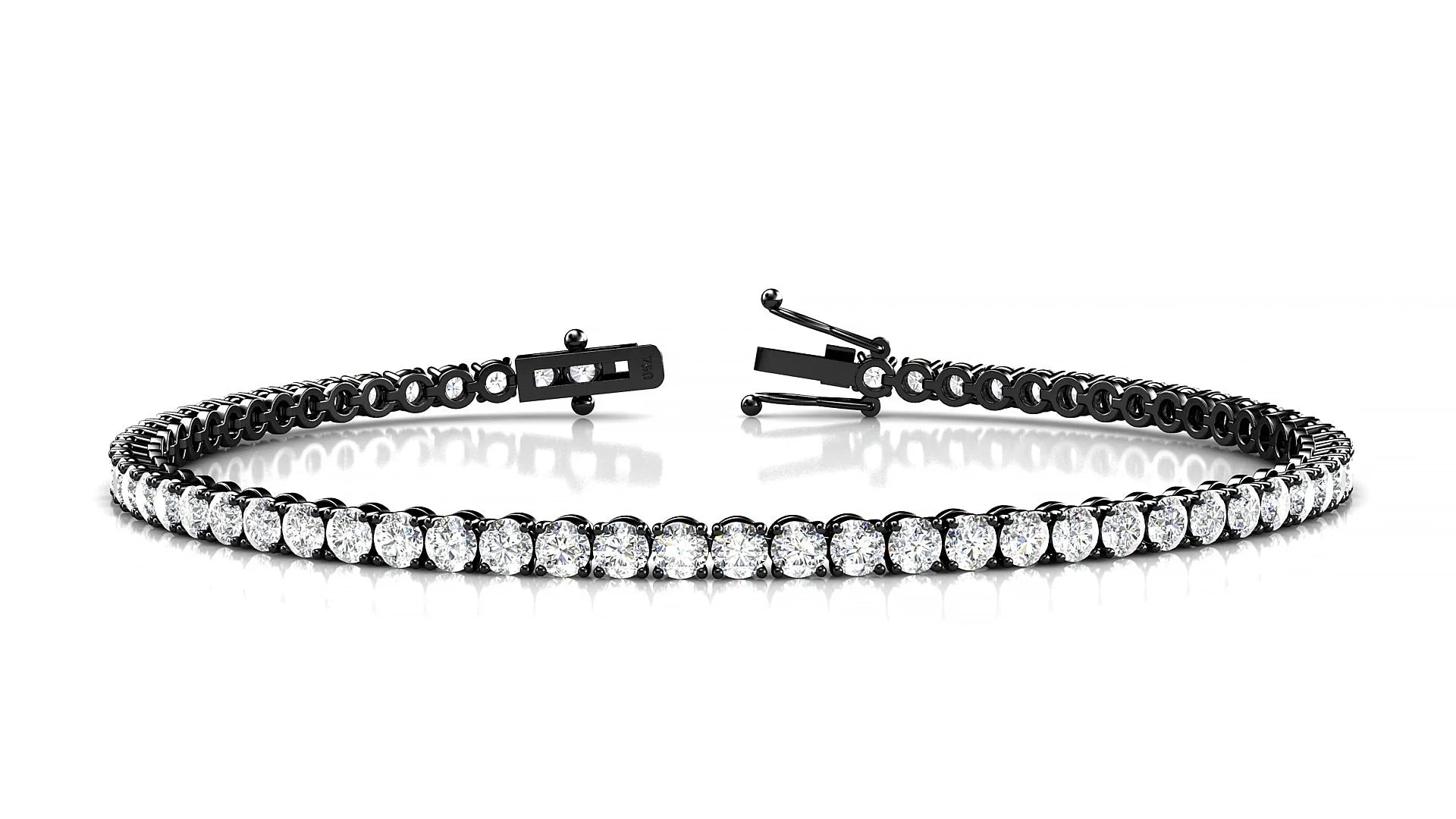Firenze | 18k Black Gold 2.5 mm Round Lab-Grown Diamond 18 cm Tennis Bracelet