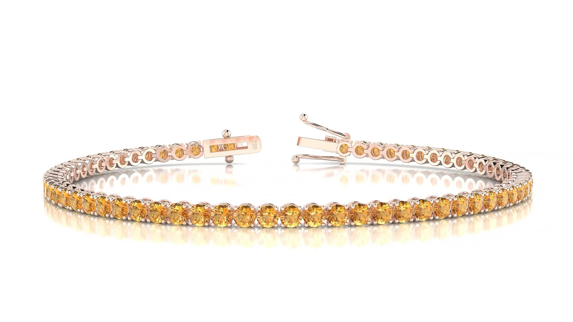 Firenze | 18k Rose Gold 2.5 mm Round Natural Citrine Tennis Bracelet