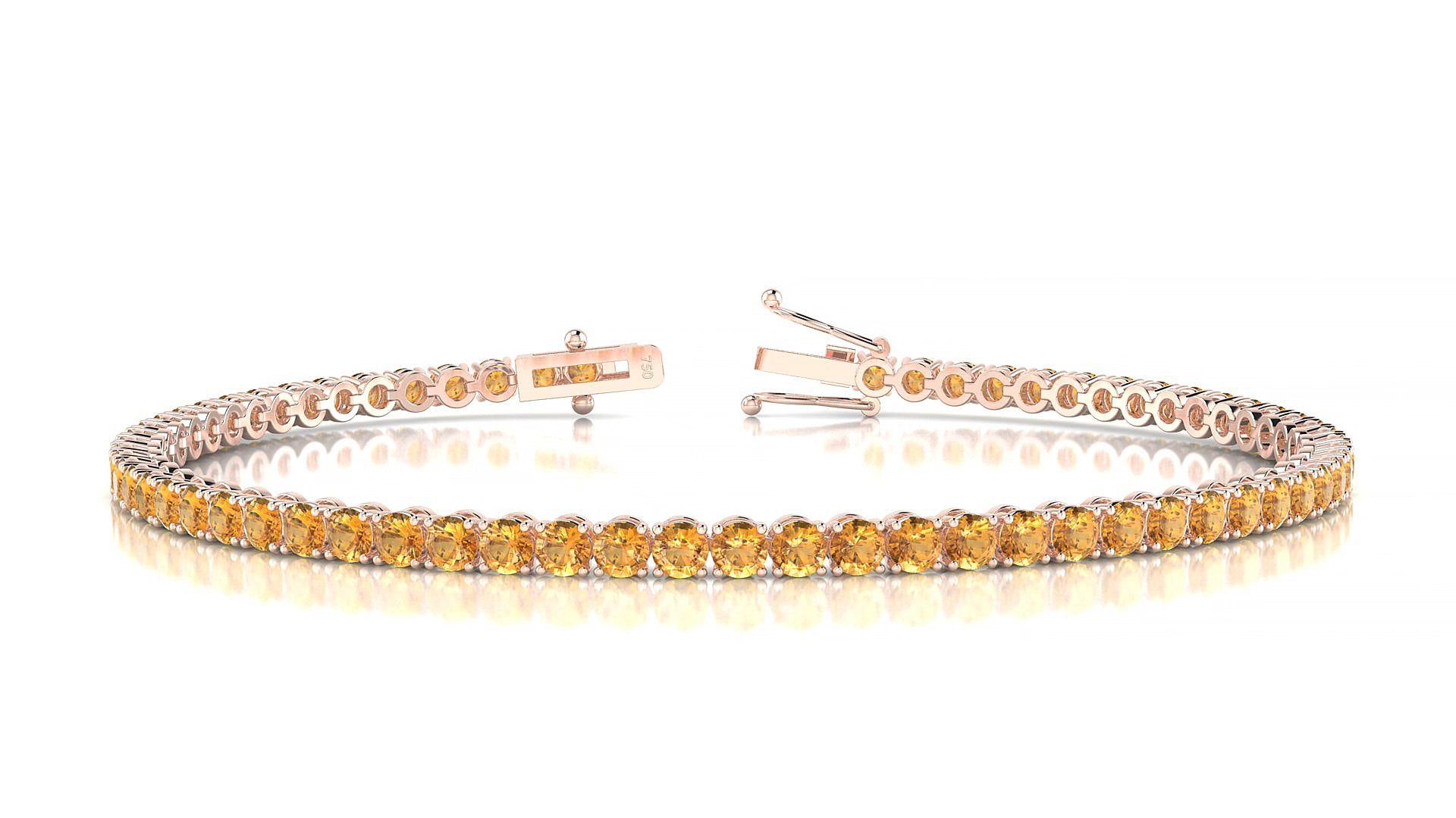 Firenze | 18k Rose Gold 2.5 mm Round Natural Citrine 15 cm Tennis Bracelet
