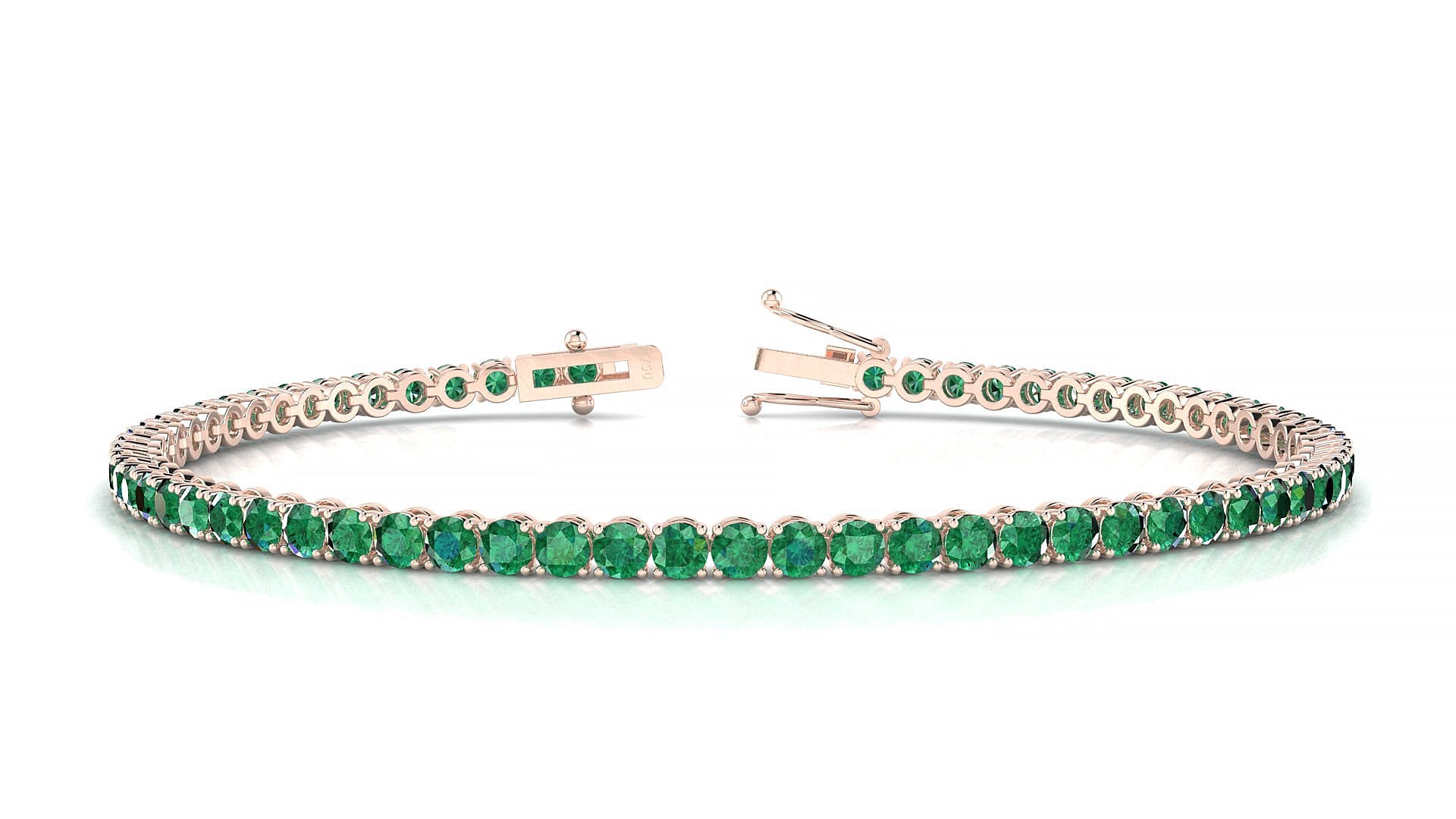 Firenze | 18k Rose Gold 2.5 mm Round Natural Emerald Tennis Bracelet