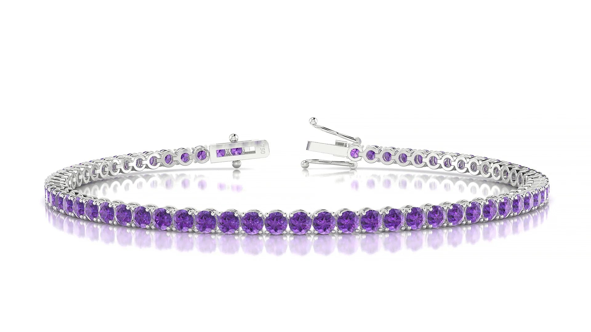 Firenze | 18k White Gold 2.5 mm Round Natural Amethyst Tennis Bracelet