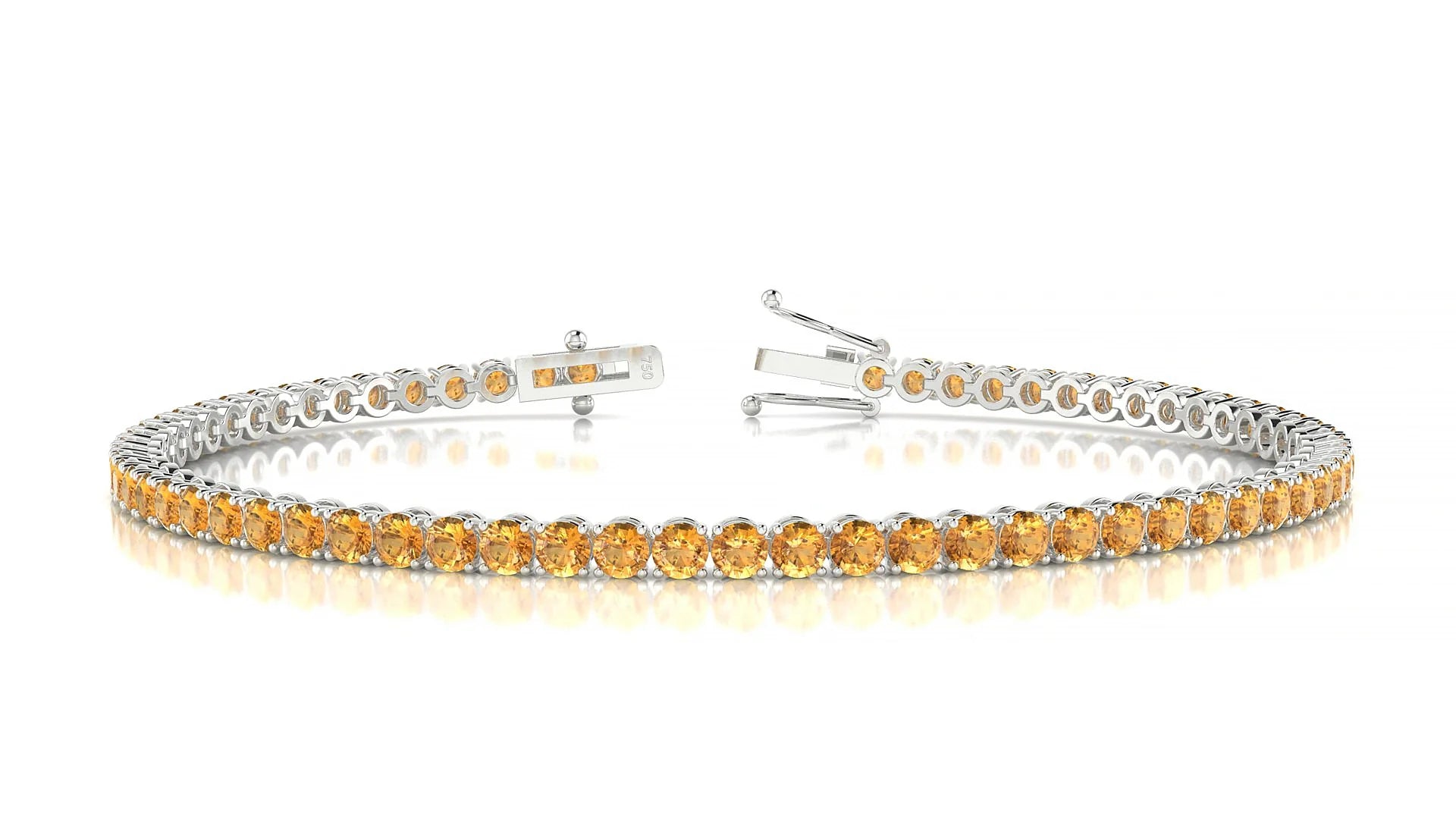 Firenze | 18k White Gold 2.5 mm Round Natural Citrine Tennis Bracelet