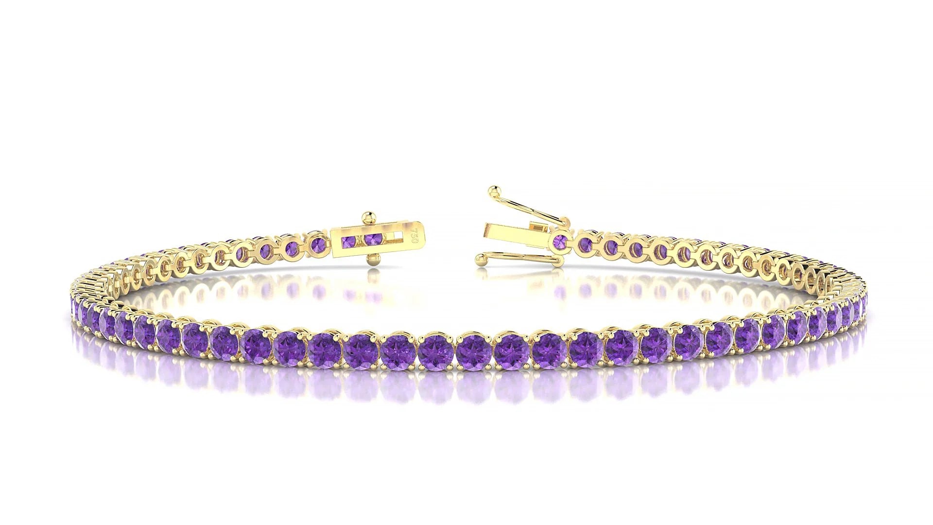 Firenze | 18k Yellow Gold 2.5 mm Round Natural Amethyst Tennis Bracelet