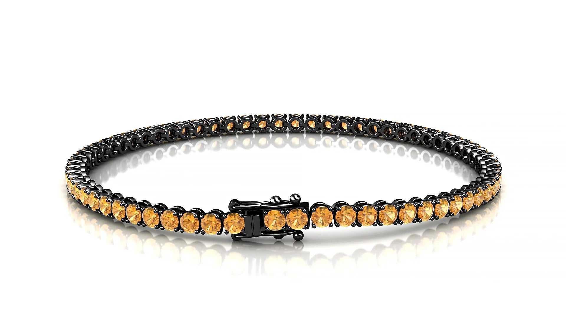 Firenze | 18k Black Gold 2.5 mm Round Natural Citrine Tennis Bracelet