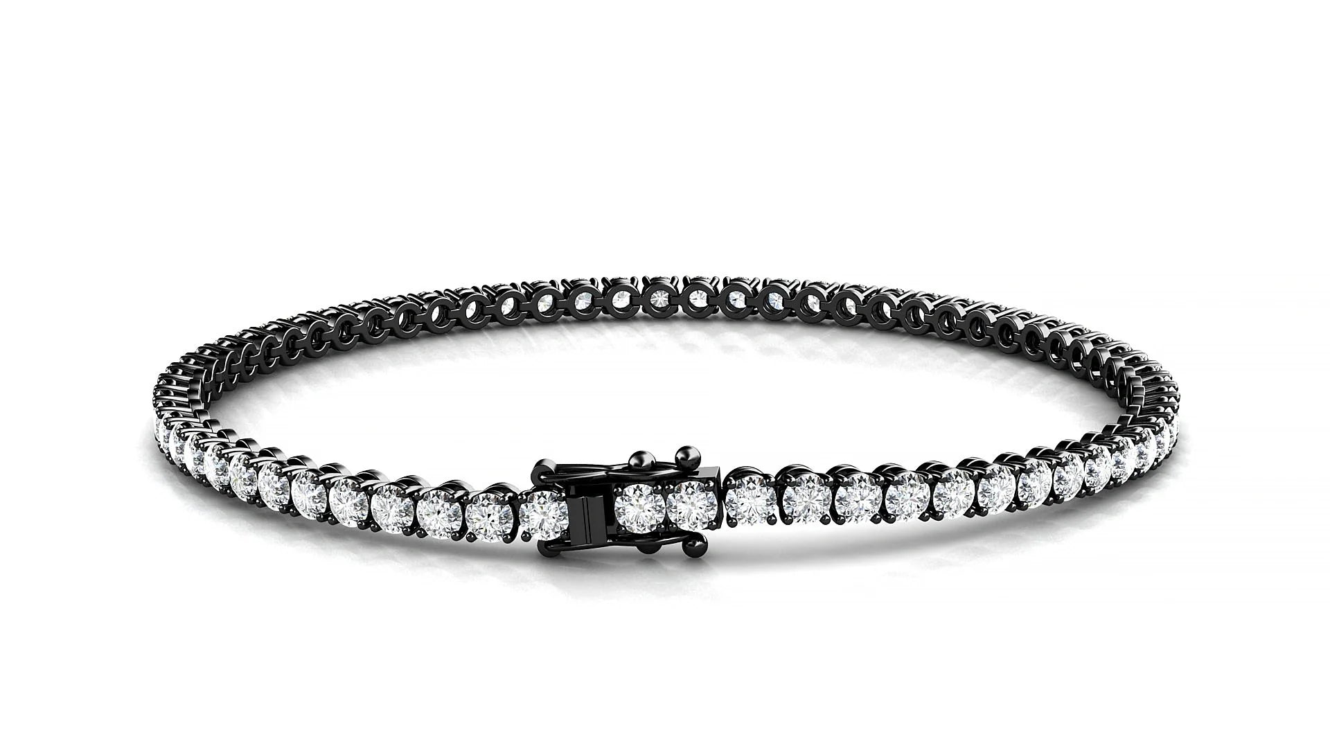 Firenze | 18k Black Gold 2.5 mm Round Lab-Grown Diamond 18 cm Tennis Bracelet