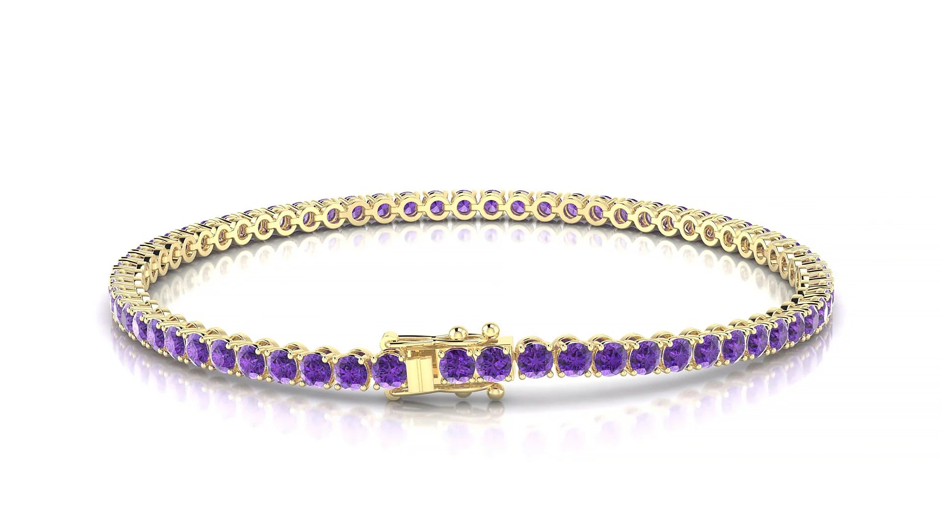 Firenze | 18k Yellow Gold 2.5 mm Round Natural Amethyst Tennis Bracelet