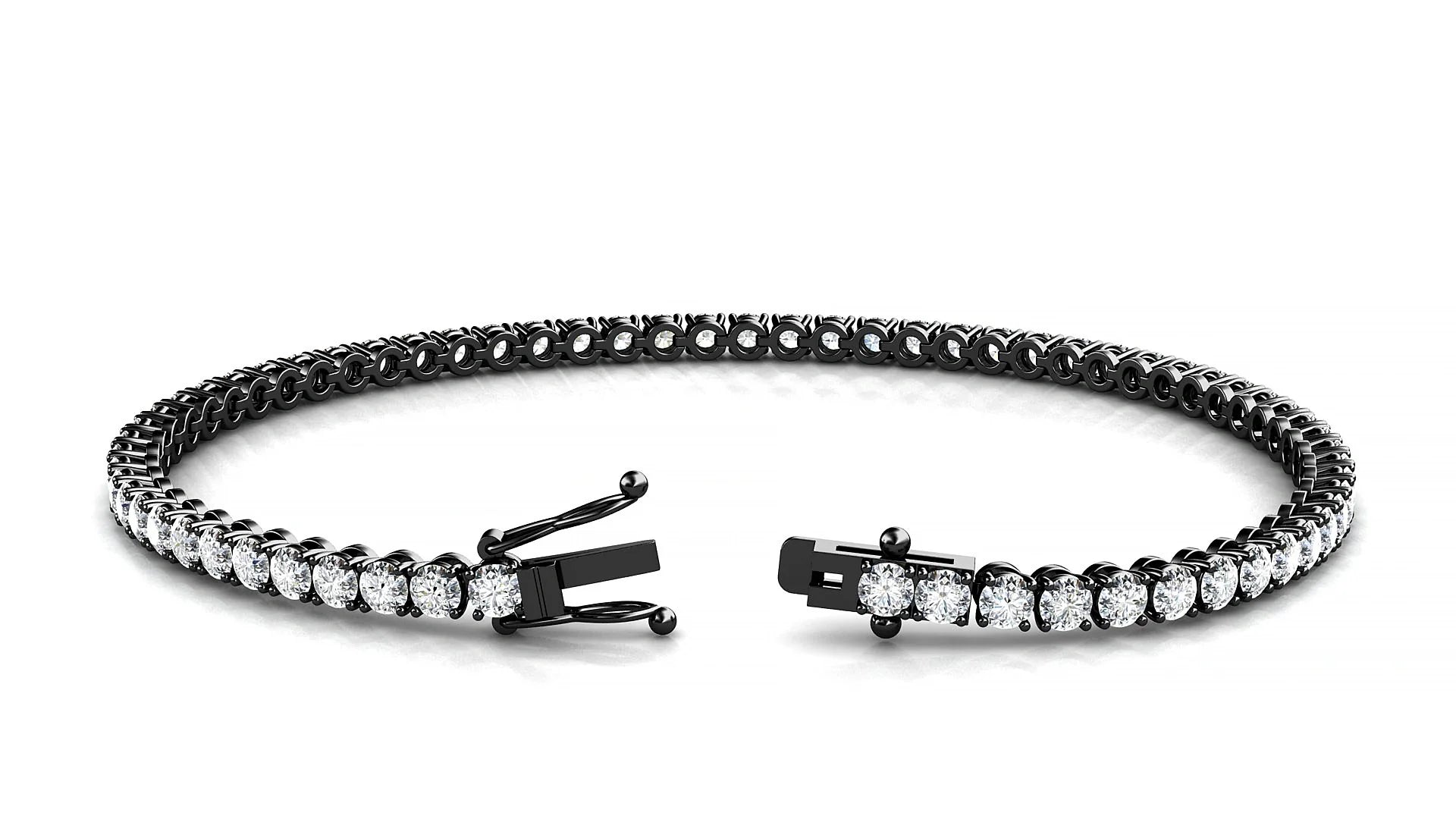Firenze | 18k Black Gold 2.5 mm Round Lab-Grown Diamond 18 cm Tennis Bracelet