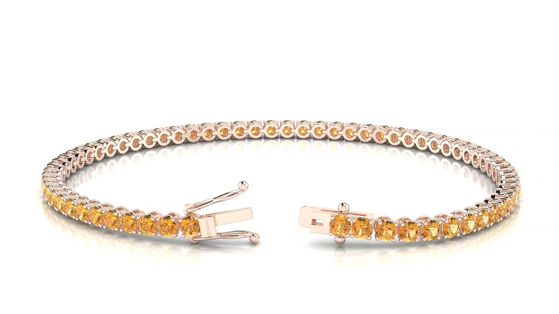Firenze | 18k Rose Gold 2.5 mm Round Natural Citrine Tennis Bracelet