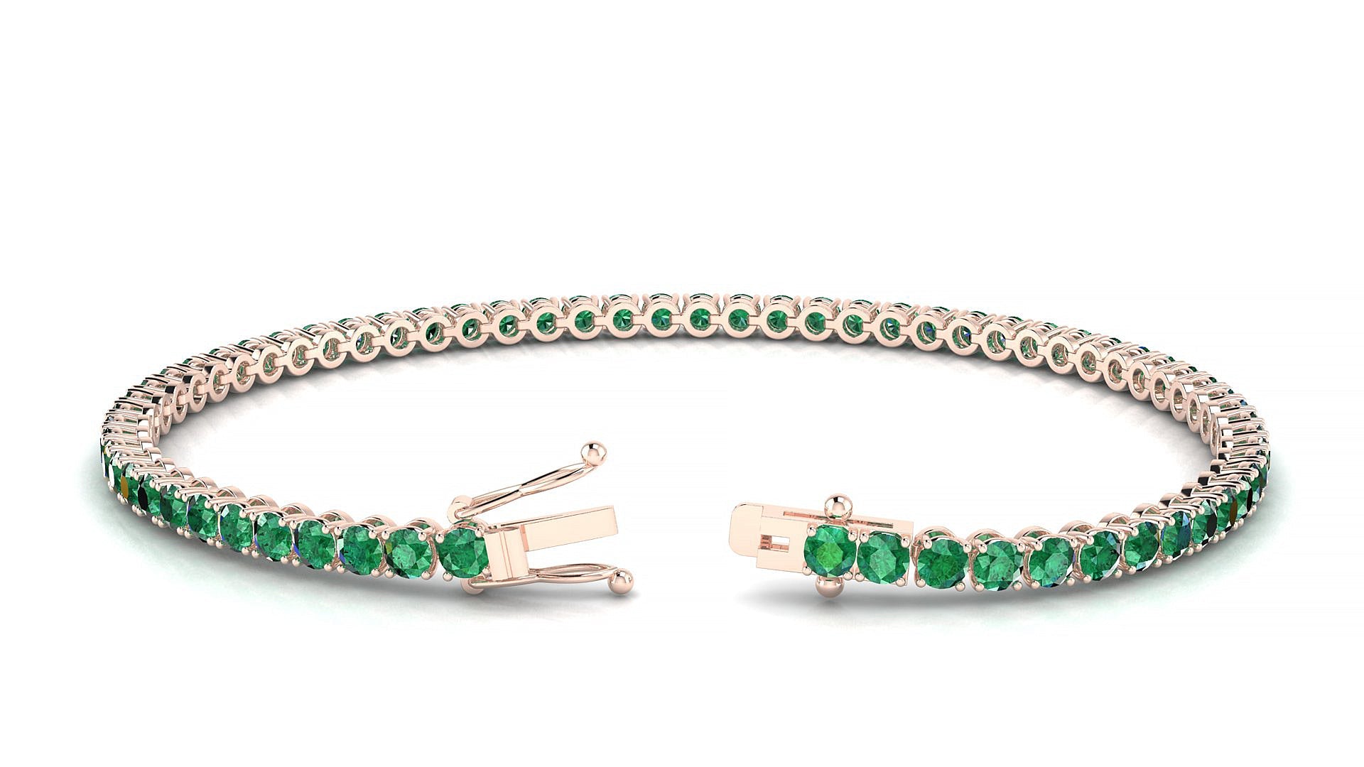 Firenze | 18k Rose Gold 2.5 mm Round Natural Emerald Tennis Bracelet