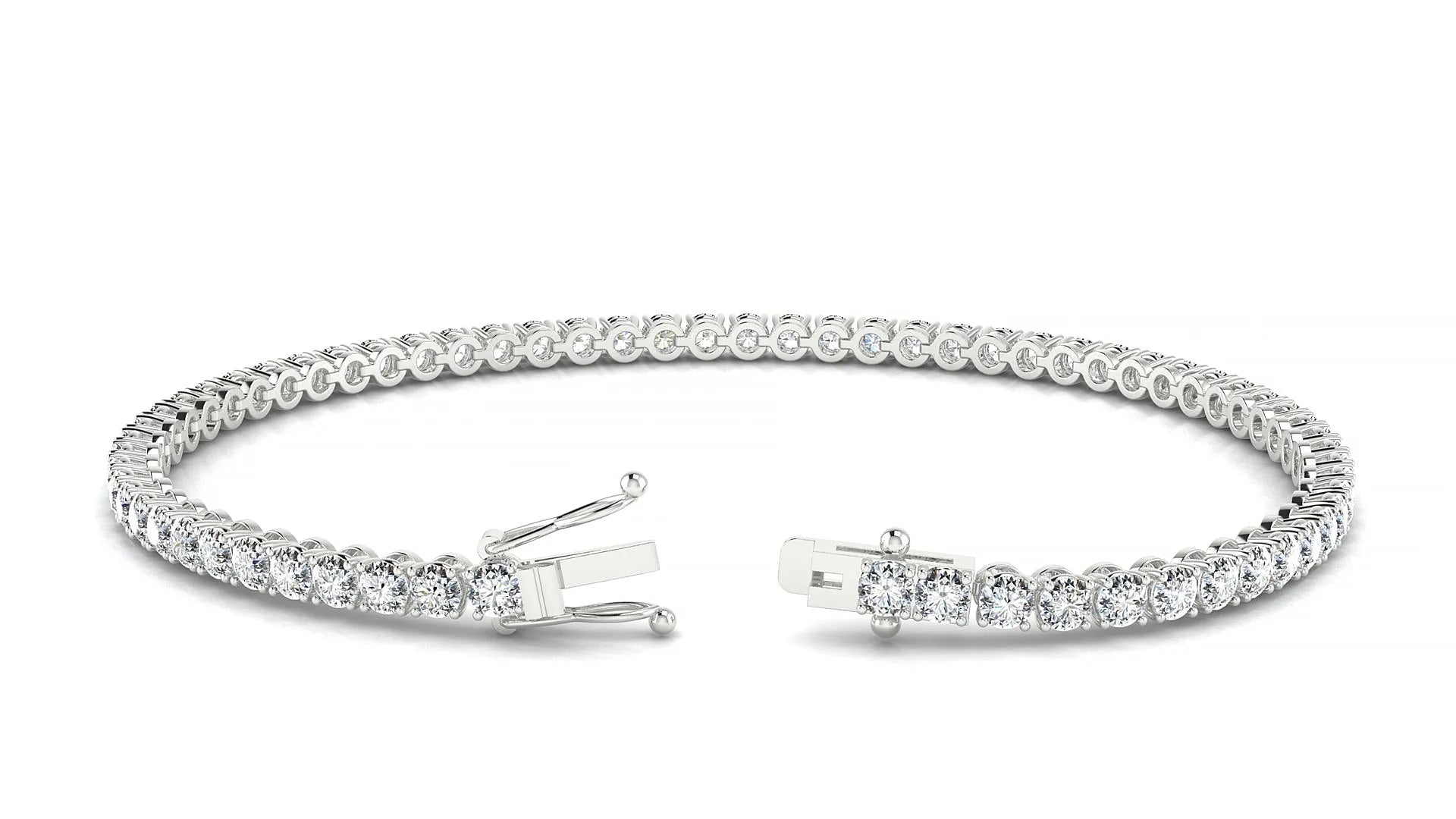 Firenze | 18k White Gold 2.5 mm Round Lab-Grown Diamond 18 cm Tennis Bracelet