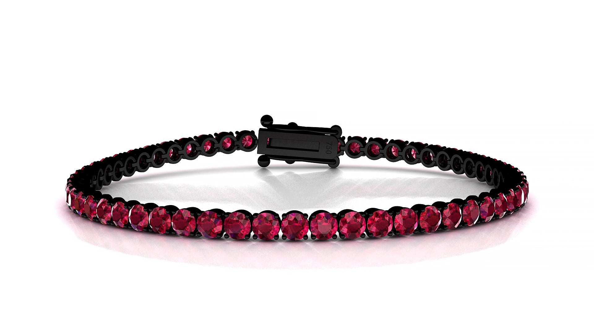 Firenze | 18k Black Gold 3 mm Round Natural Ruby 15 cm Tennis Bracelet