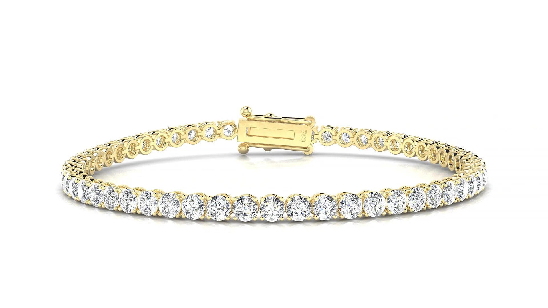 Firenze | 18k Yellow Gold 3 mm Round Lab-Grown Diamond 18 cm Tennis Bracelet