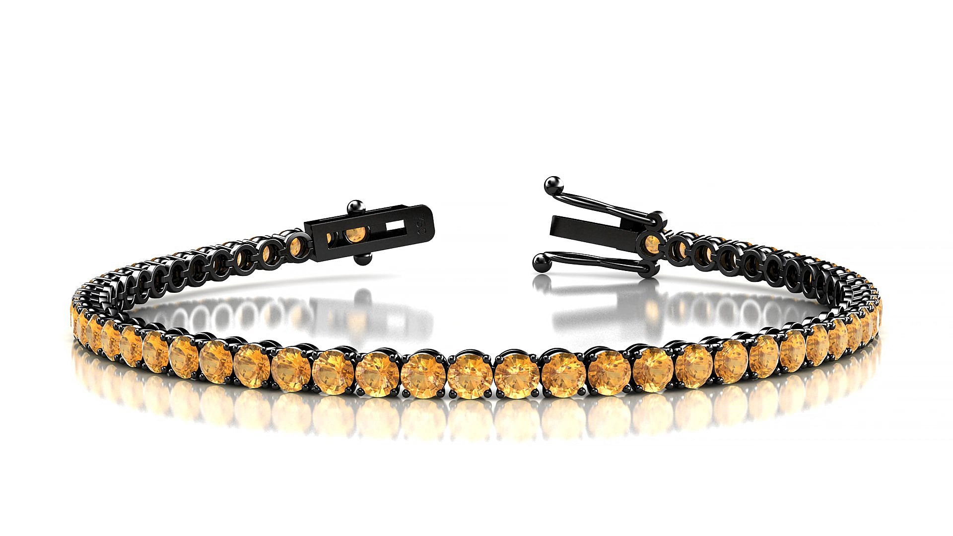 Firenze | 18k Black Gold 3 mm Round Natural Citrine 18 cm Tennis Bracelet