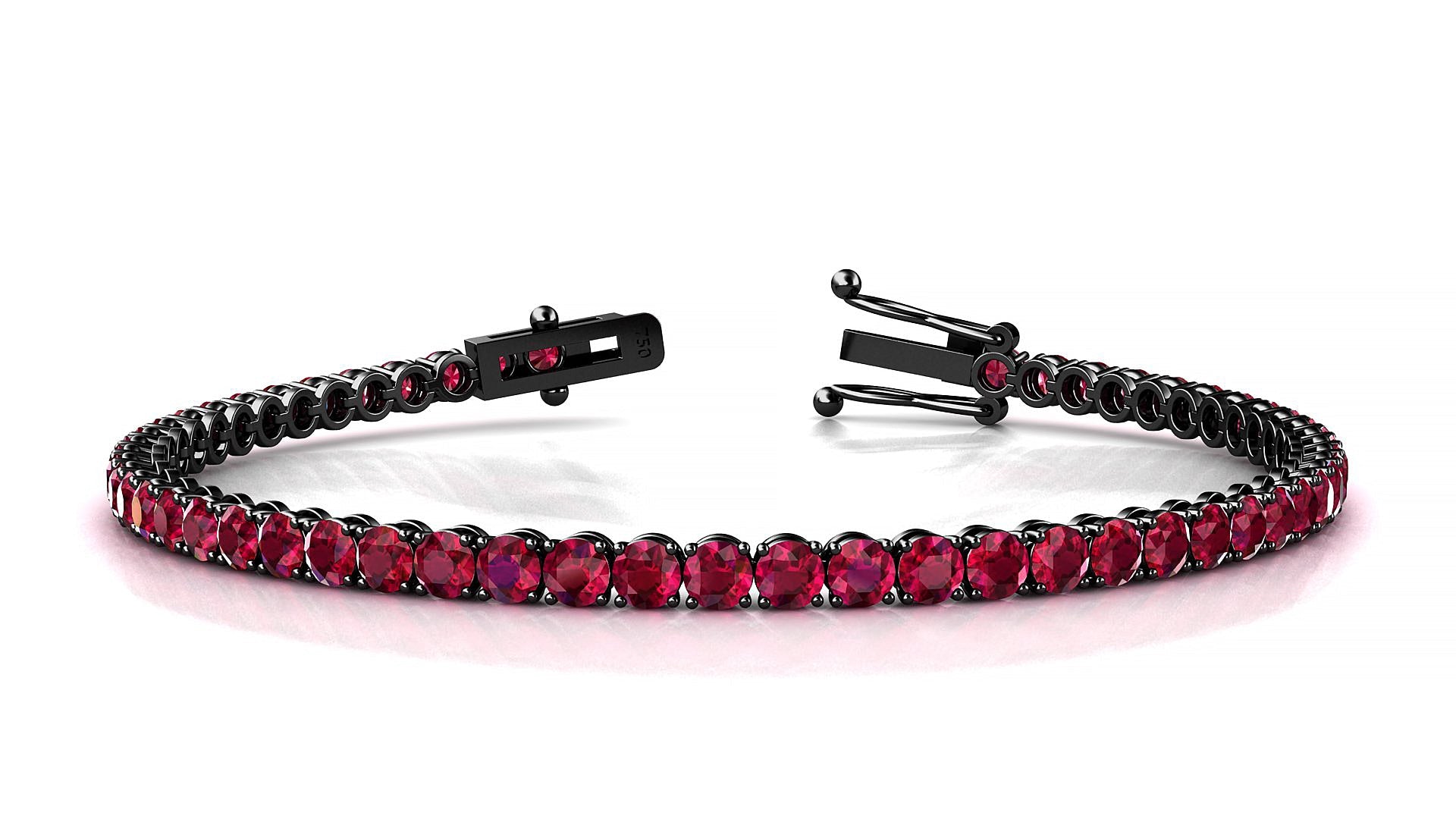Firenze | 18k Black Gold 3 mm Round Natural Ruby Tennis Bracelet