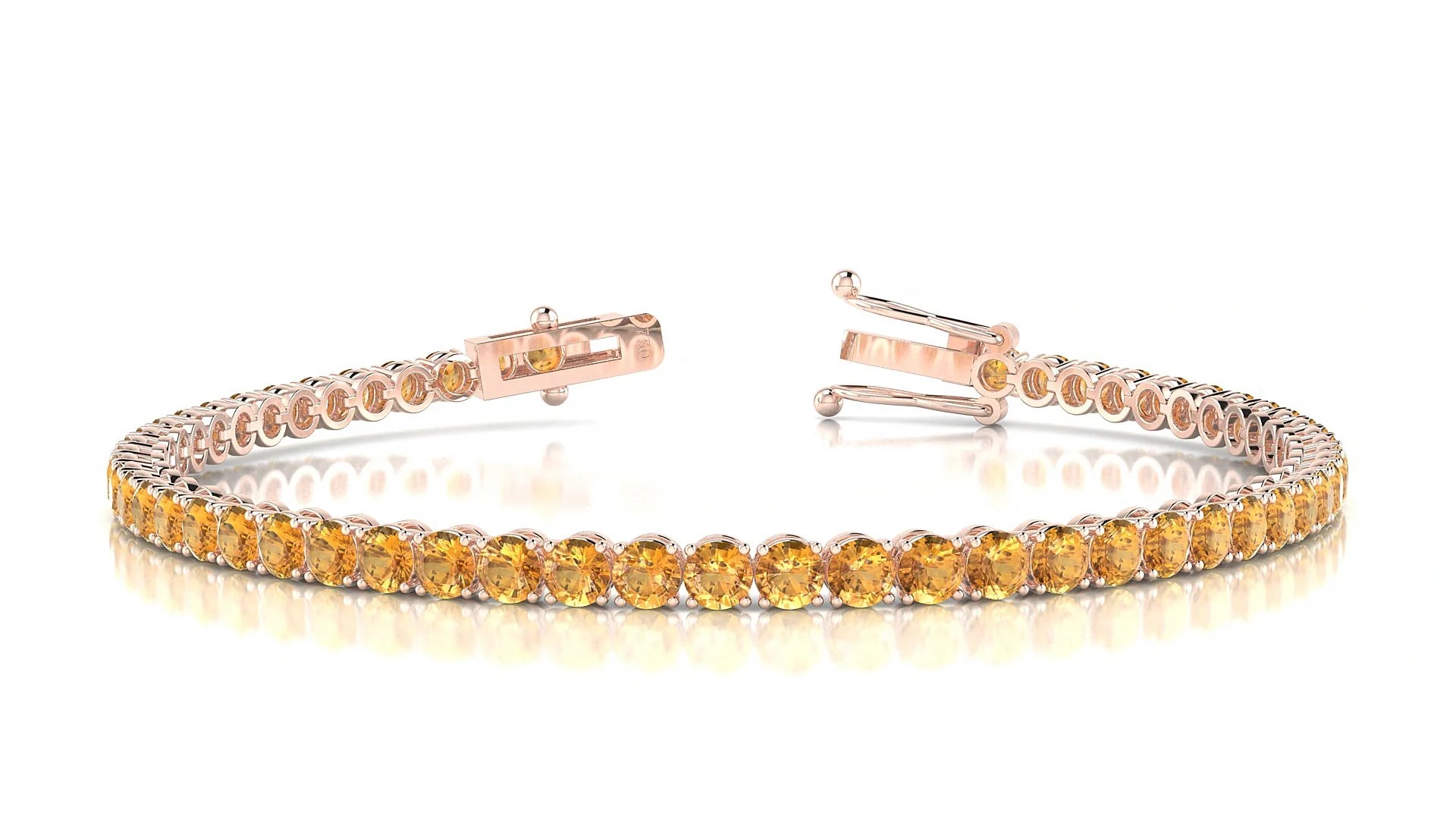 Firenze | 18k Rose Gold 3 mm Round Natural Citrine Tennis Bracelet