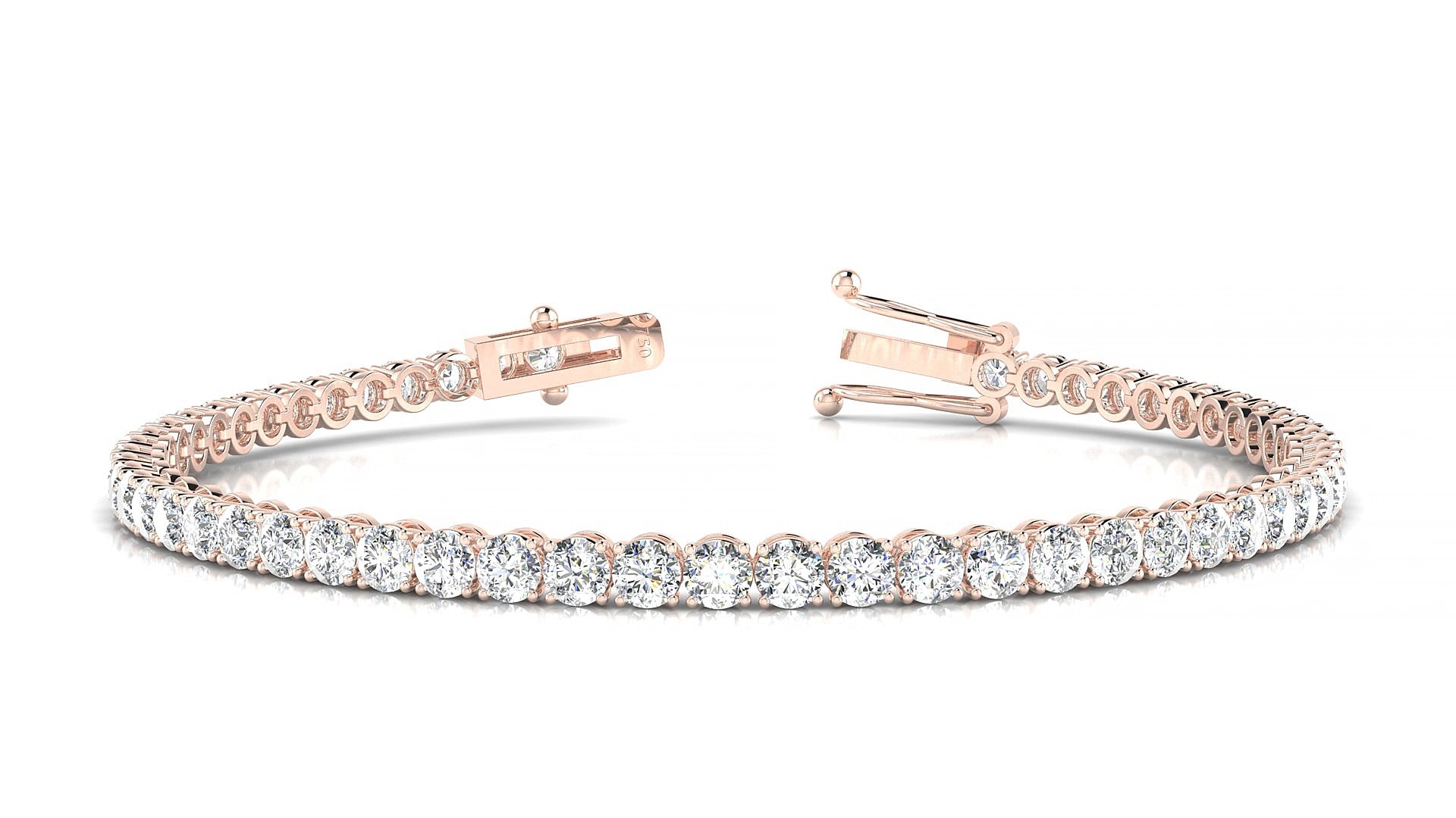 Firenze | 18k Rose Gold 3 mm Round Lab-Grown Diamond 15 cm Tennis Bracelet