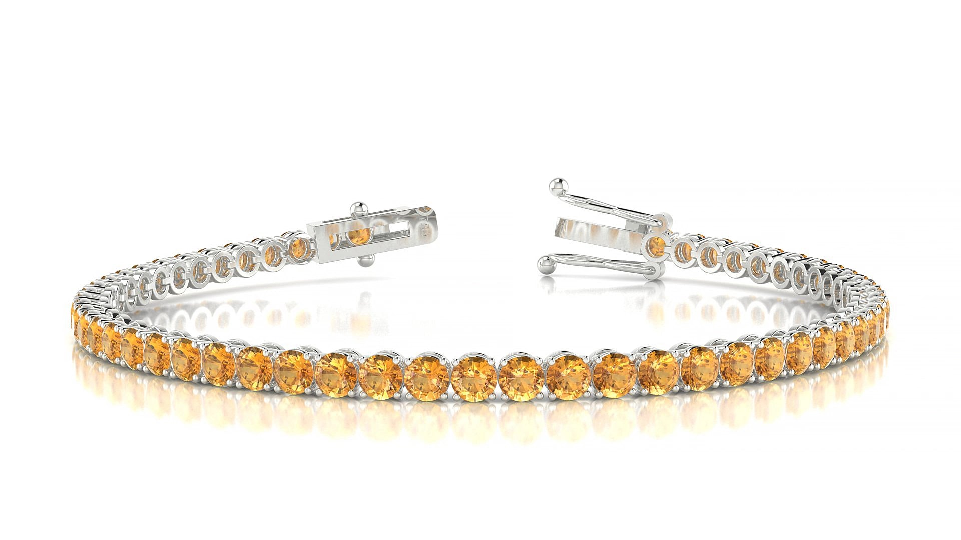 Firenze | 18k White Gold 3 mm Round Natural Citrine 15 cm Tennis Bracelet