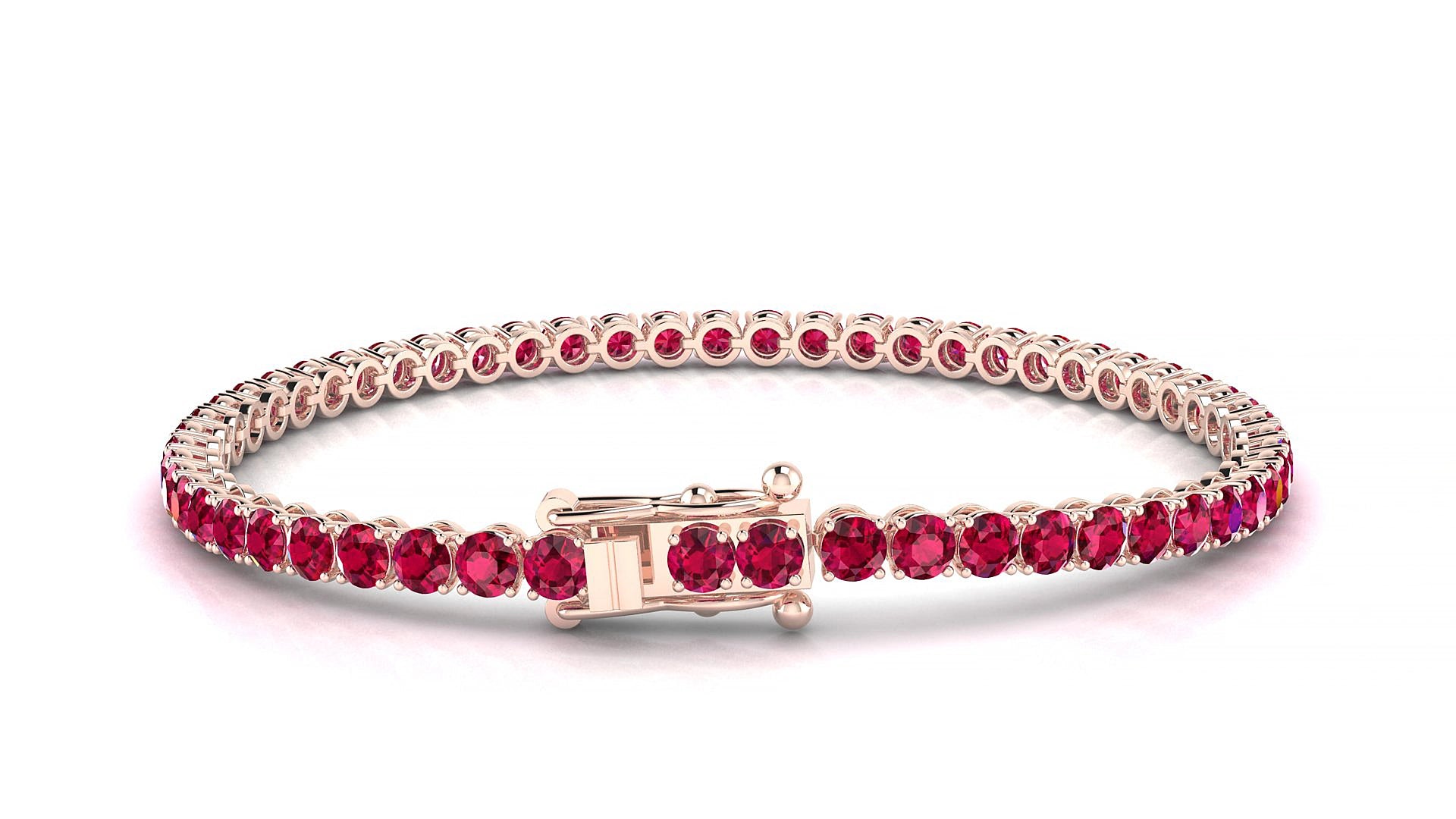 Firenze | 18k Rose Gold 3 mm Round Natural Ruby 15 cm Tennis Bracelet