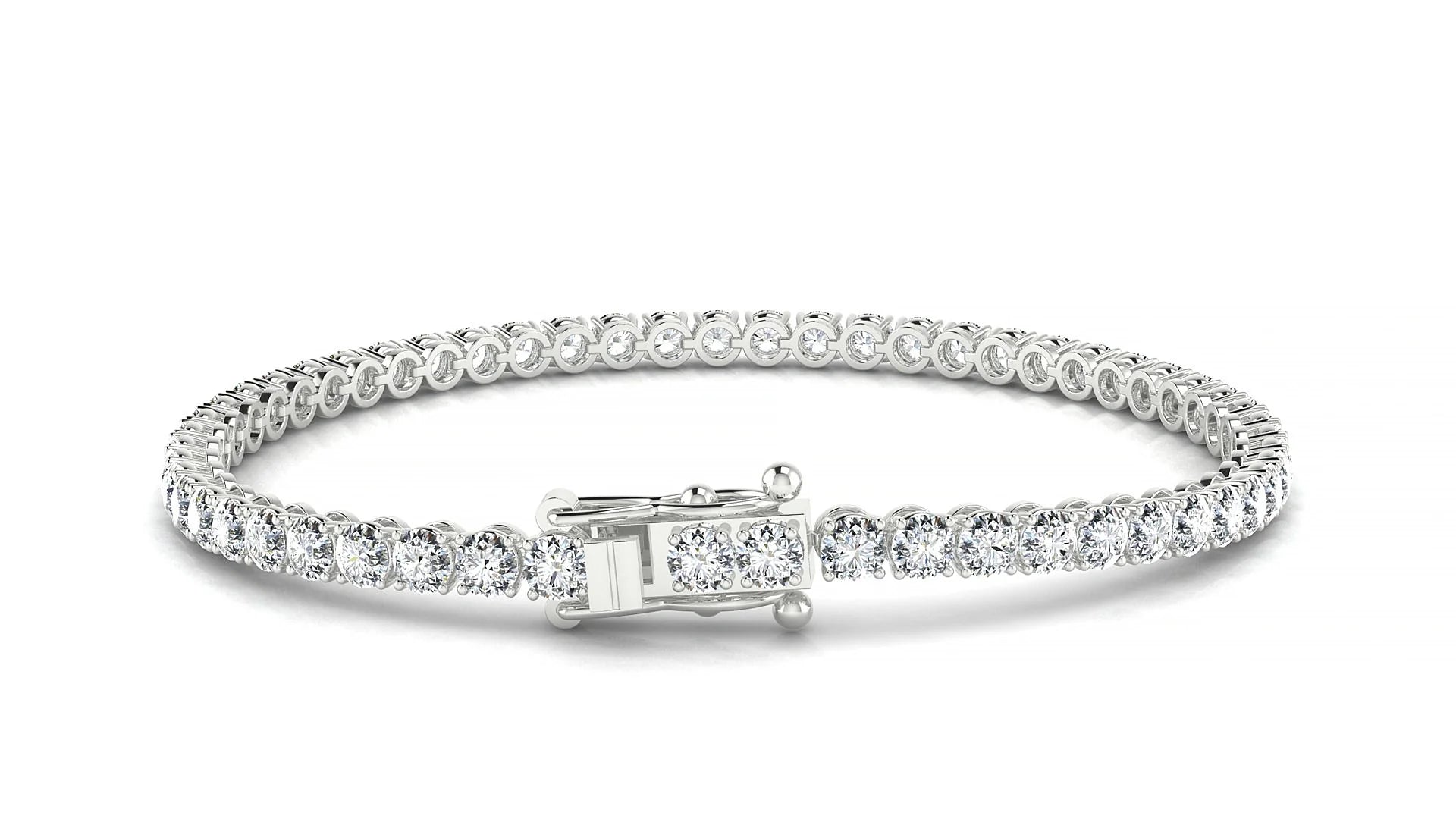 Firenze | 18k White Gold 3 mm Round Lab-Grown Diamond 18 cm Tennis Bracelet