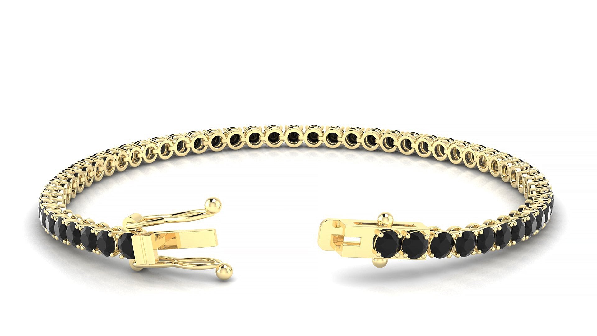 Firenze | 18k Yellow Gold 3 mm Round Natural Black Diamond Tennis Bracelet