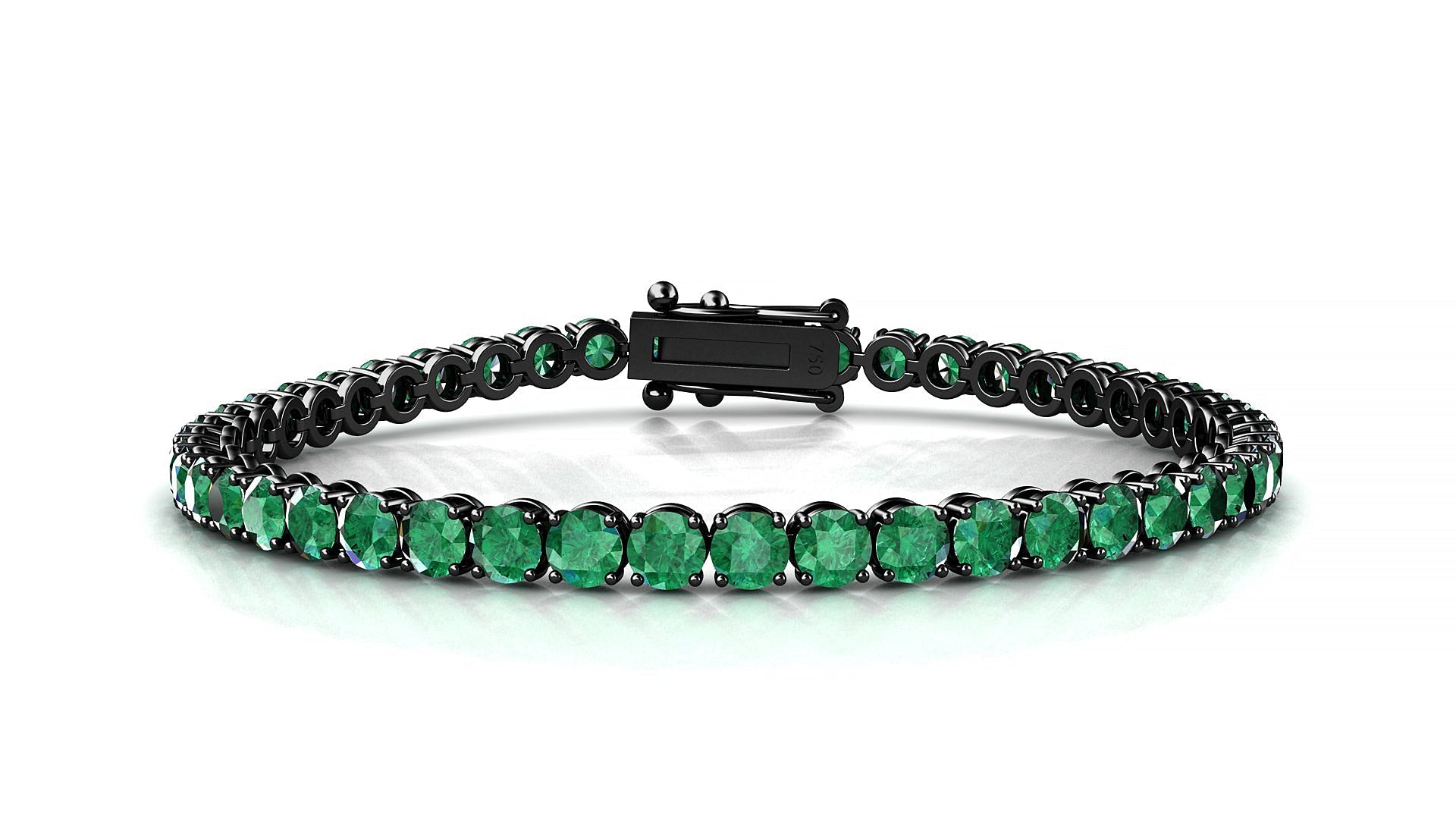 Firenze | 18k Black Gold 3.4 mm Round Natural Emerald Tennis Bracelet