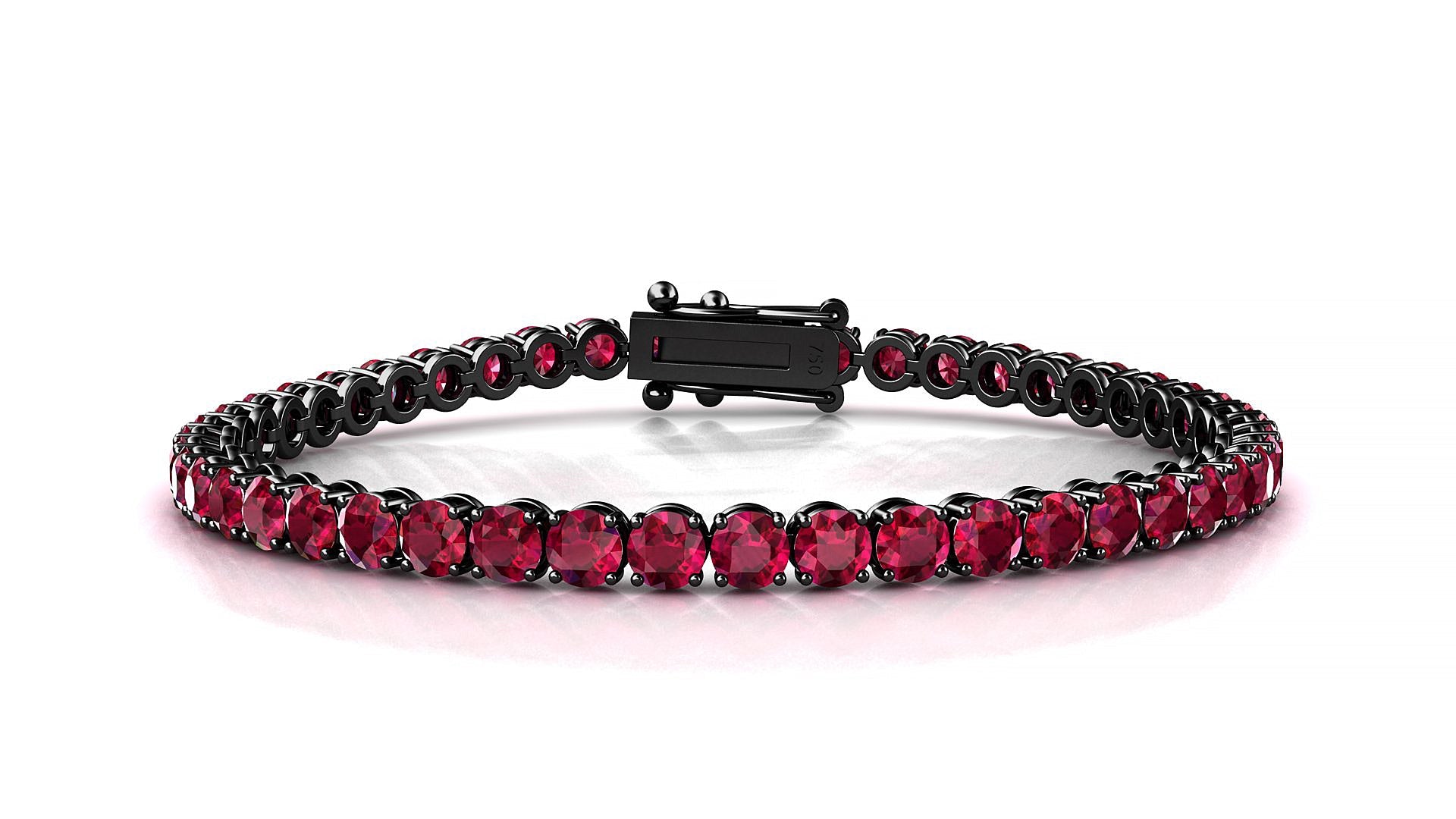 Firenze | 18k Black Gold 3.4 mm Round Natural Ruby Tennis Bracelet
