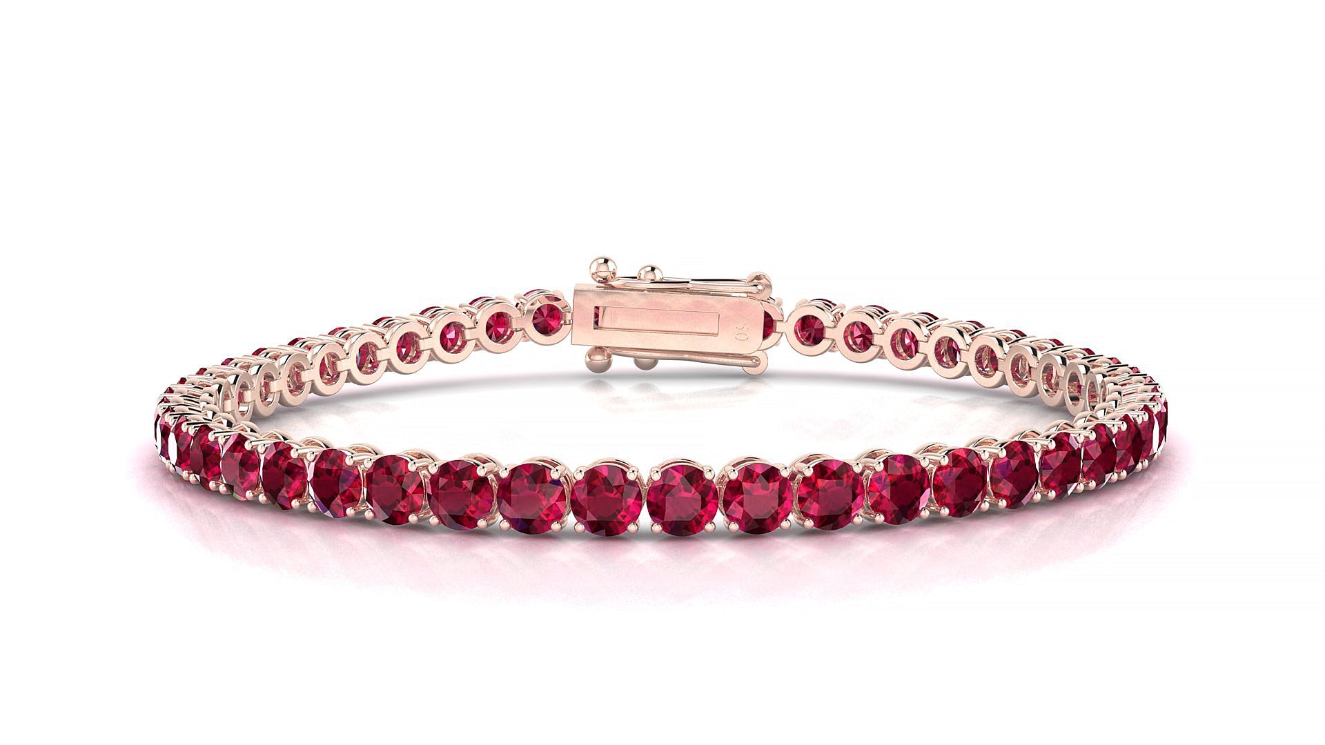 Firenze | 18k Rose Gold 3.4 mm Round Natural Ruby Tennis Bracelet
