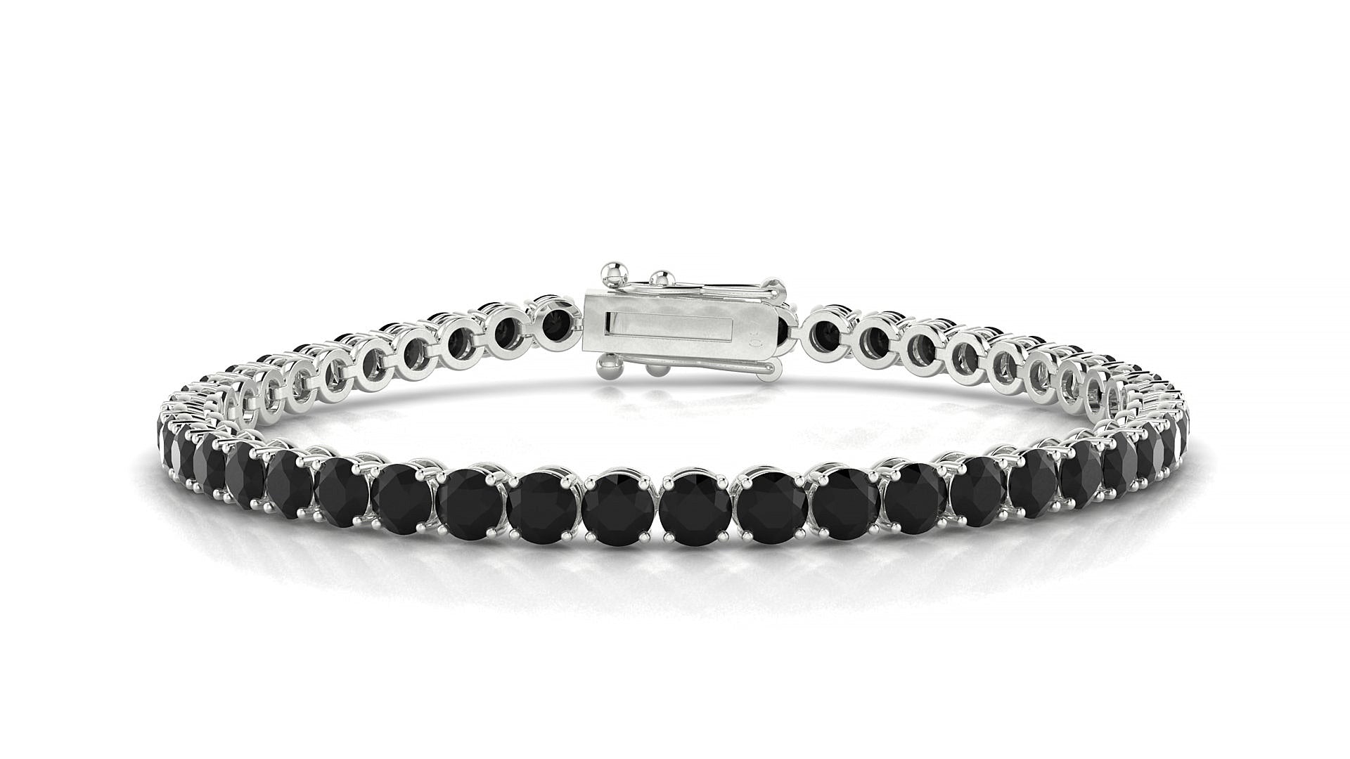 Firenze | 18k White Gold 3.4 mm Round Natural Black Diamond Tennis Bracelet