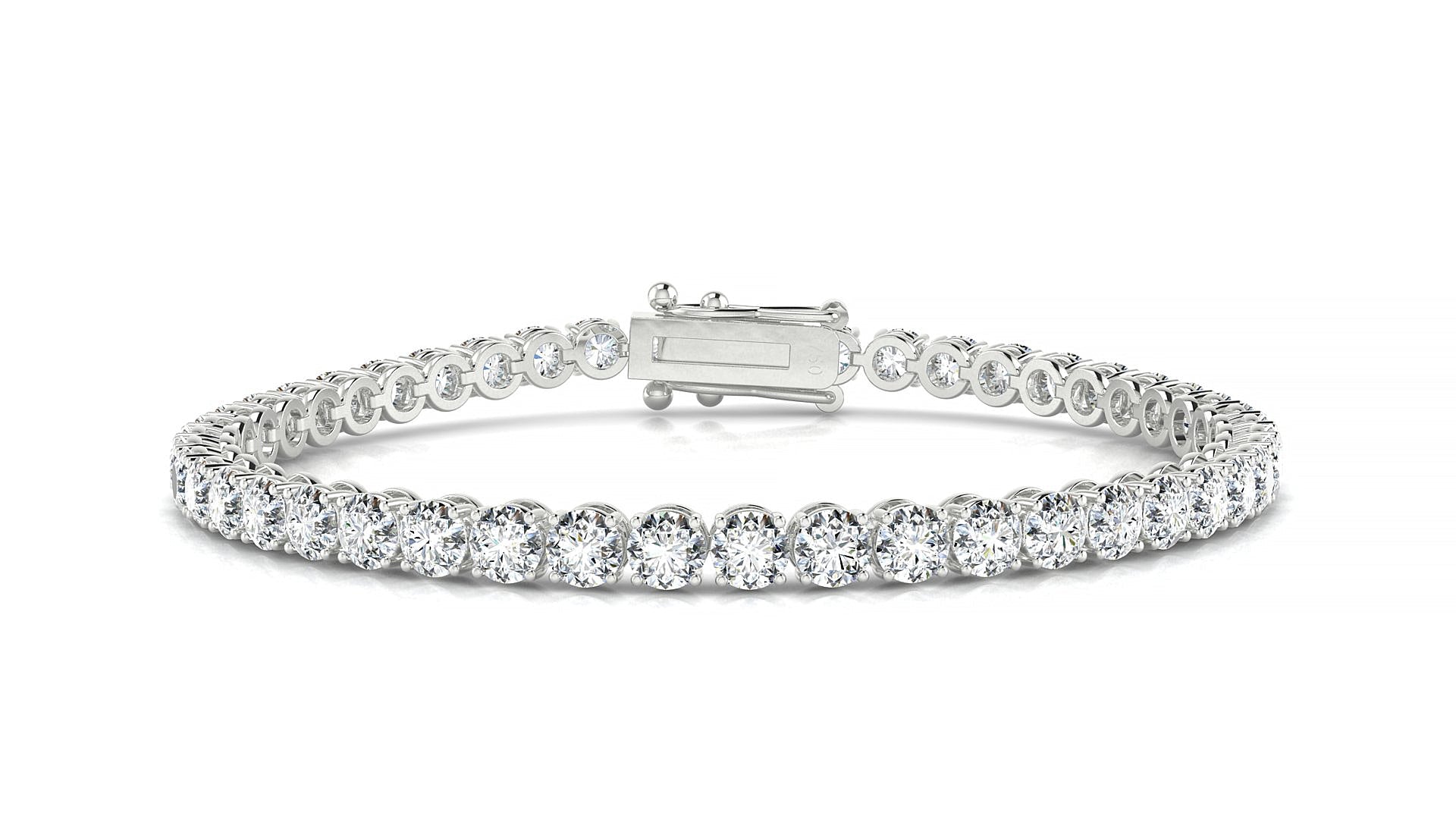 Firenze | 18k White Gold 3.4 mm Round Natural Diamond Tennis Bracelet