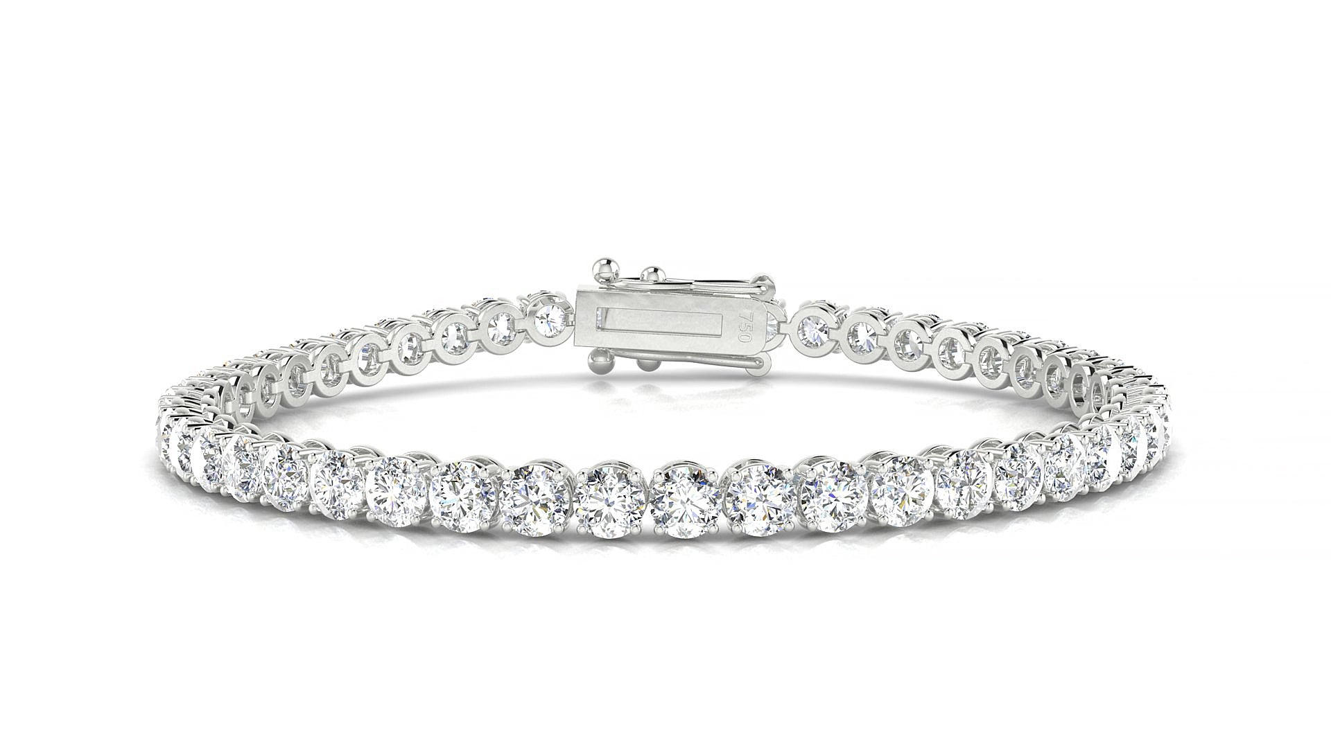 Firenze | 18k White Gold 3.4 mm Round Lab-Grown Diamond 15 cm Tennis Bracelet