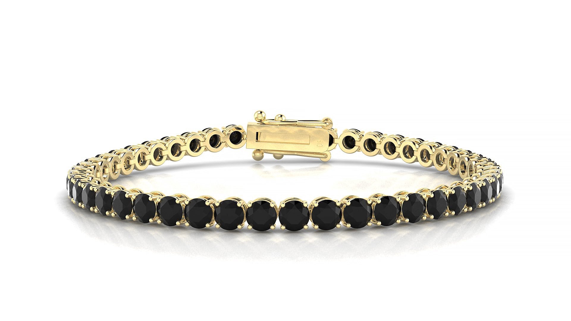 Firenze | 18k Yellow Gold 3.4 mm Round Natural Black Diamond Tennis Bracelet
