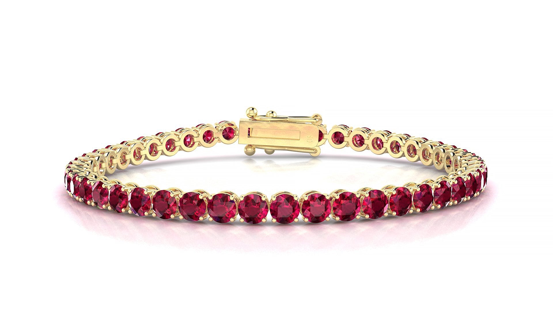 Firenze | 18k Yellow Gold 3.4 mm Round Natural Ruby Tennis Bracelet