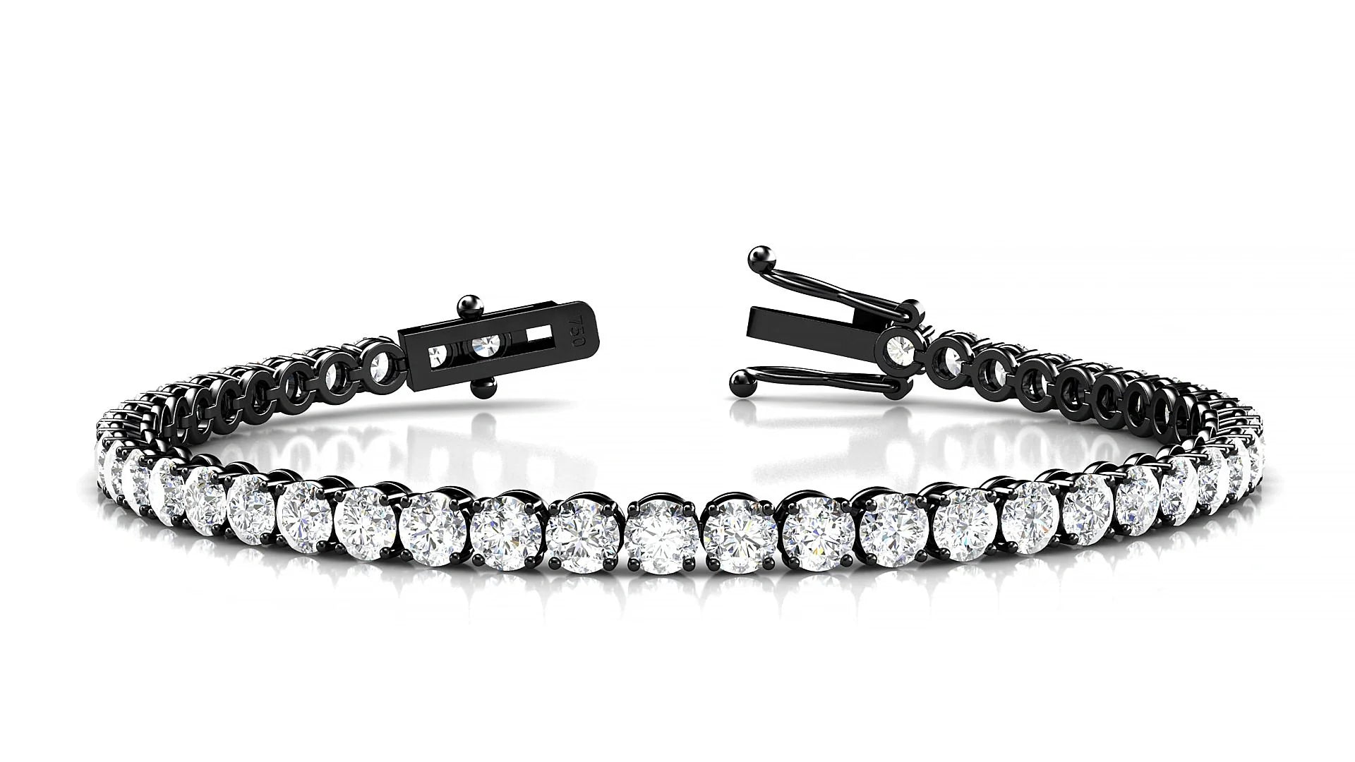 Firenze | 18k Black Gold 3.4 mm Round Lab-Grown Diamond 18 cm Tennis Bracelet