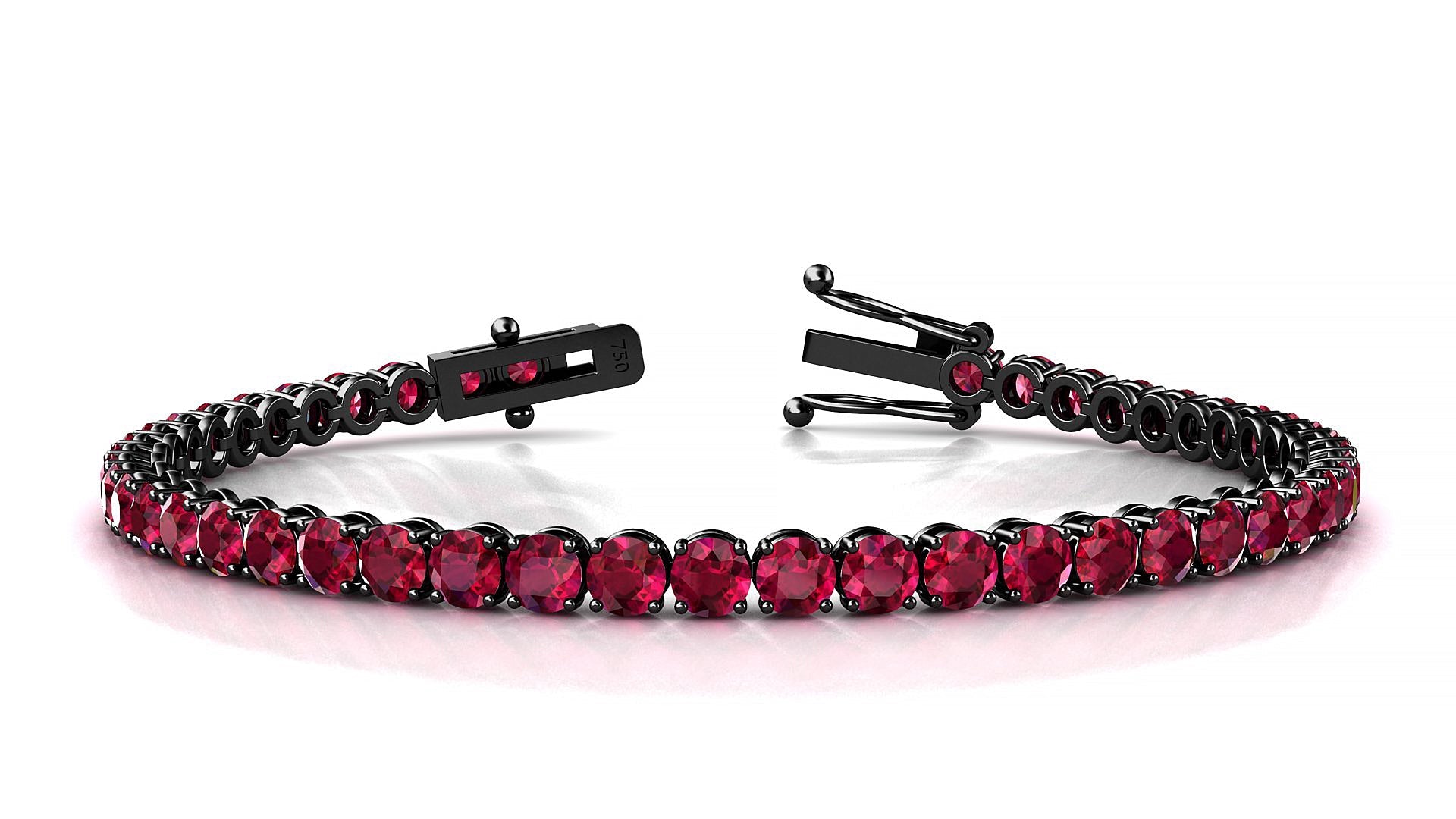 Firenze | 18k Black Gold 3.4 mm Round Natural Ruby Tennis Bracelet