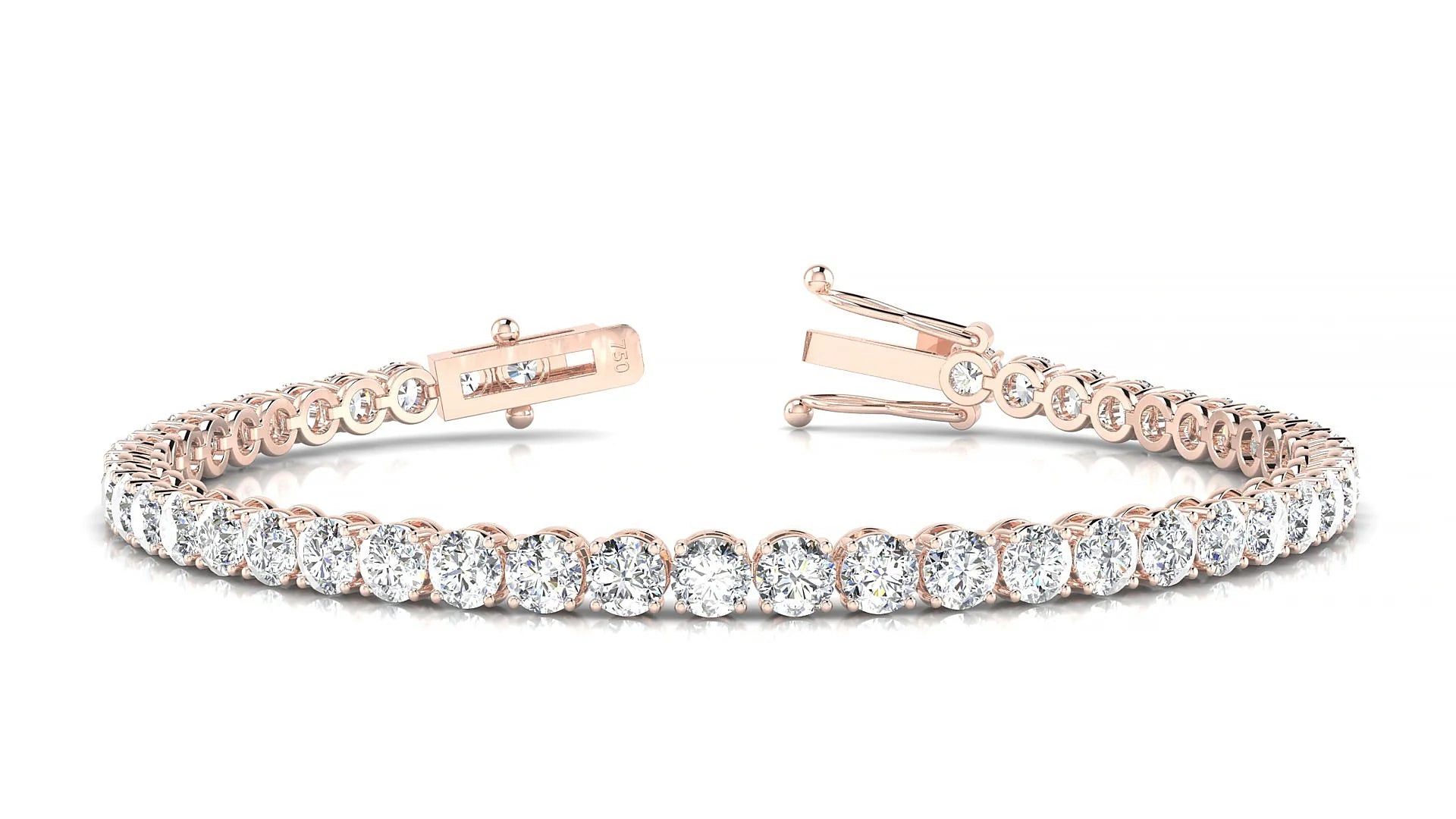 Firenze | 18k Rose Gold 3.4 mm Round Lab-Grown Diamond 18 cm Tennis Bracelet
