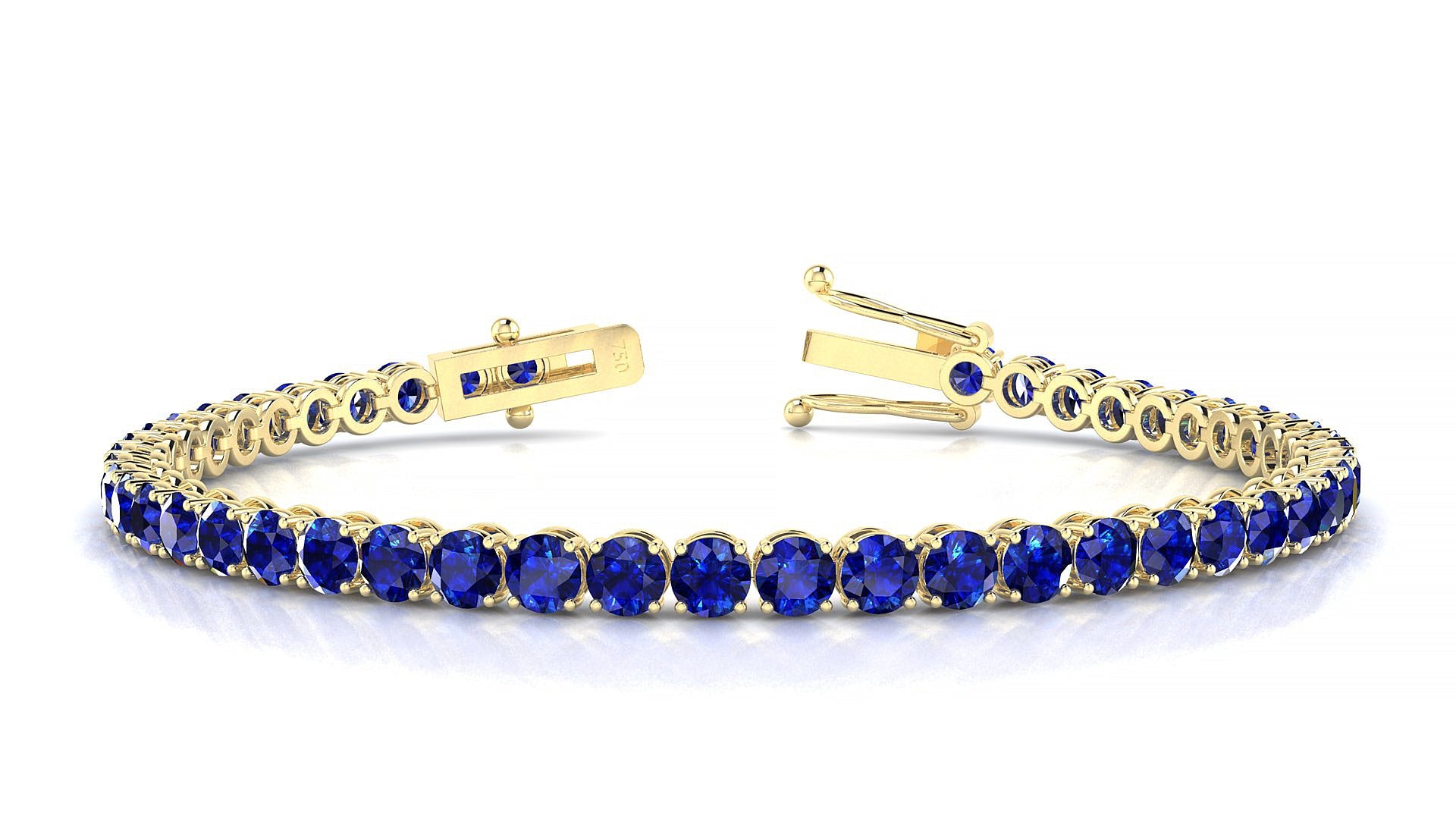 Firenze | 18k Yellow Gold 3.4 mm Round Natural Sapphire Tennis Bracelet