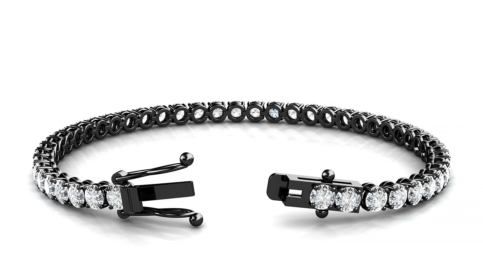 Firenze | 18k Black Gold 3.4 mm Round Lab-Grown Diamond 18 cm Tennis Bracelet