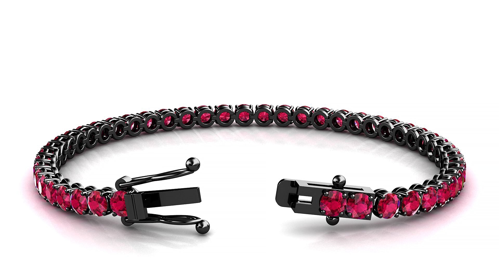 Firenze | 18k Black Gold 3.4 mm Round Natural Ruby Tennis Bracelet