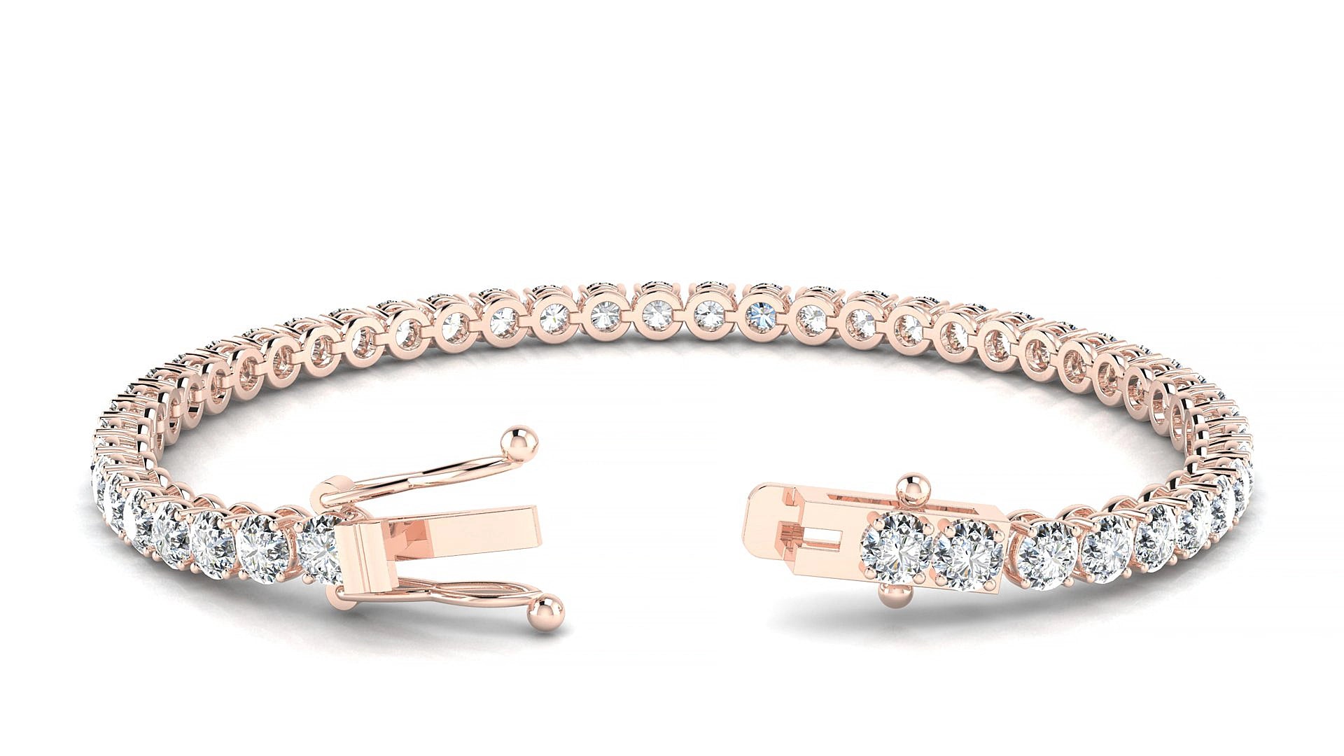Firenze | 18k Rose Gold 3.4 mm Round Lab-Grown Diamond 15 cm Tennis Bracelet