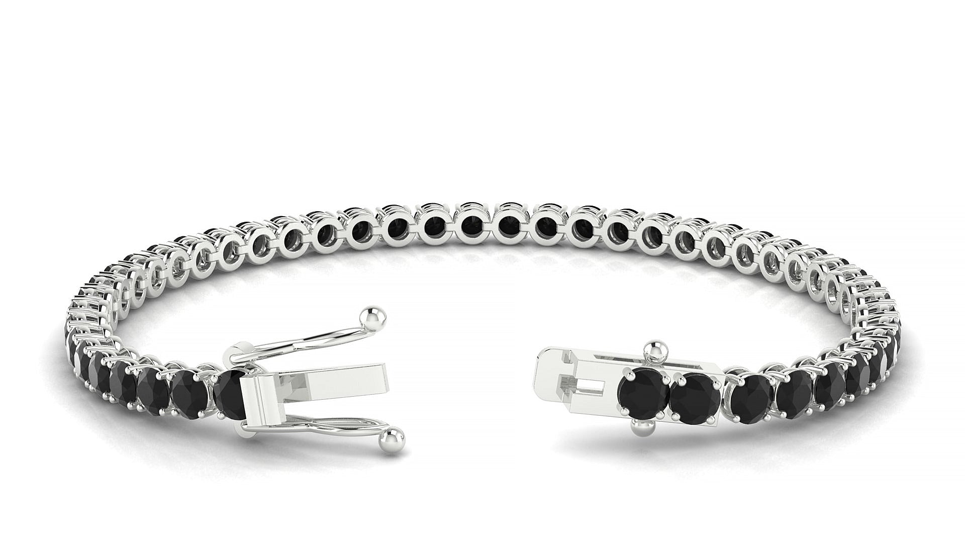 Firenze | 18k White Gold 3.4 mm Round Natural Black Diamond Tennis Bracelet