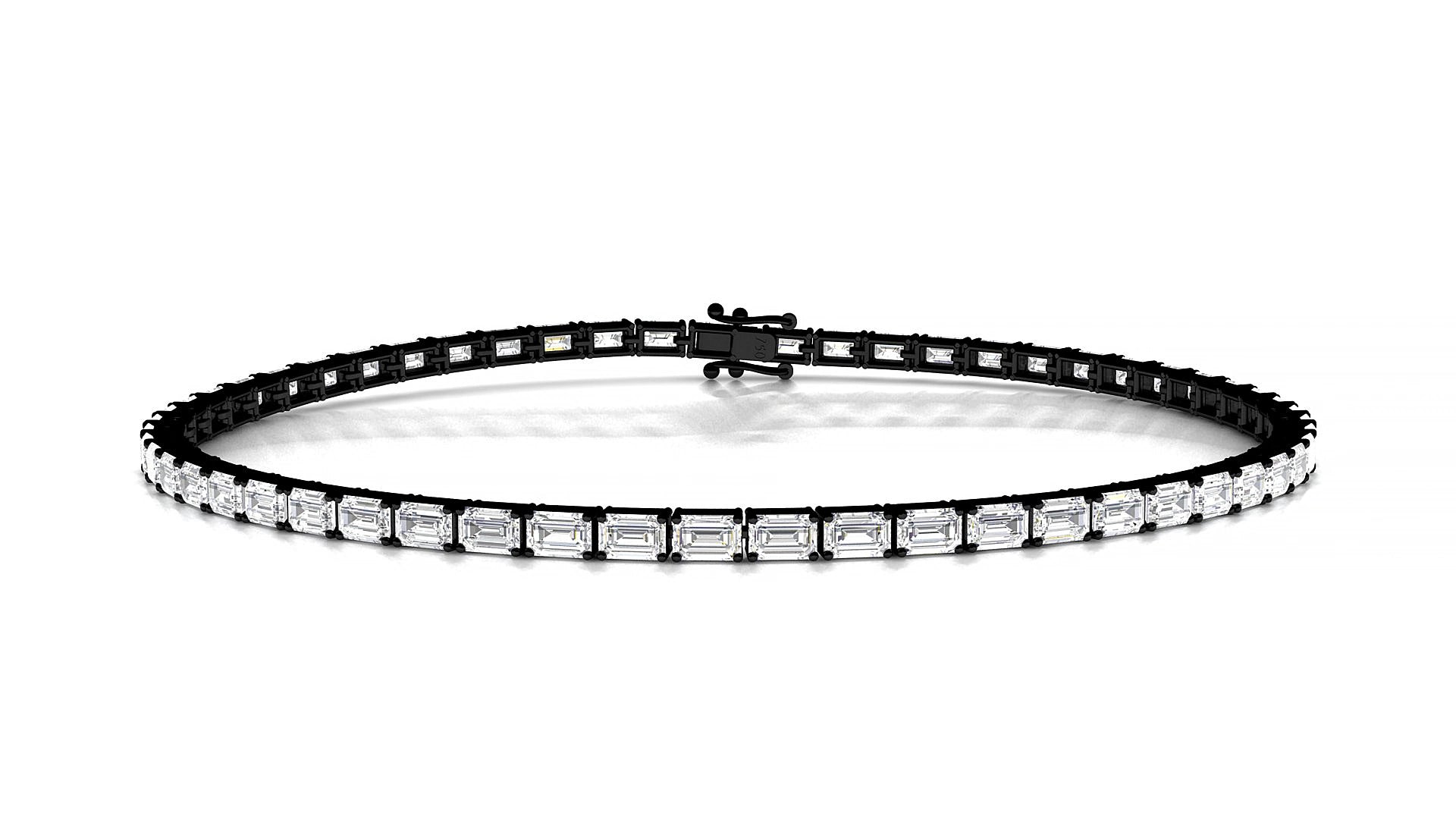 Muzo | 18k Black Gold 3 x 2 mm Emerald Natural Diamond 20 cm Tennis Bracelet