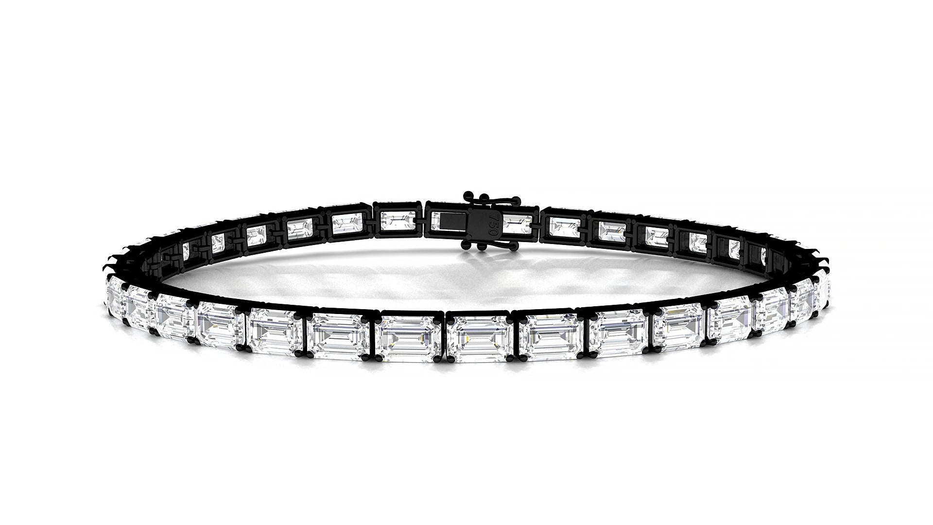 Muzo | 18k Black Gold 4.6 x 3.2 mm Emerald Lab-Grown Diamond 15 cm Tennis Bracelet