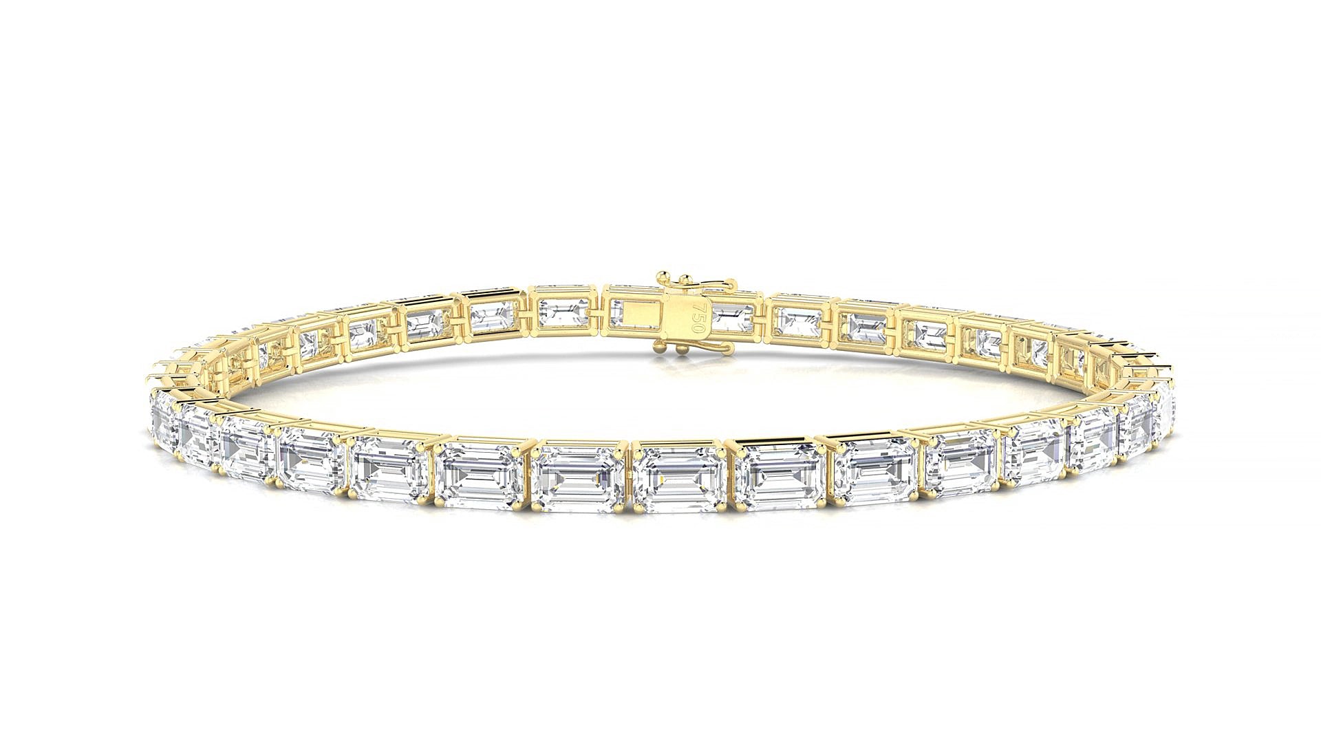 Muzo | 18k Yellow Gold 4.6 x 3.2 mm Emerald Lab-Grown Diamond 15 cm Tennis Bracelet