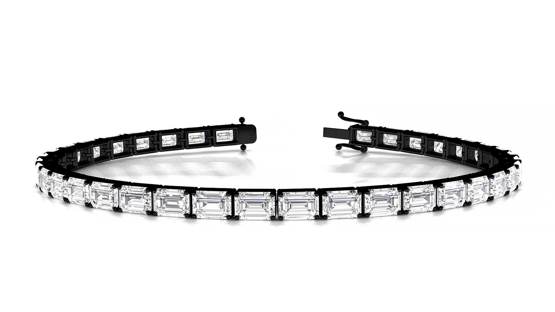 Muzo | 18k Black Gold 4.6 x 3.2 mm Emerald Lab-Grown Diamond 15 cm Tennis Bracelet
