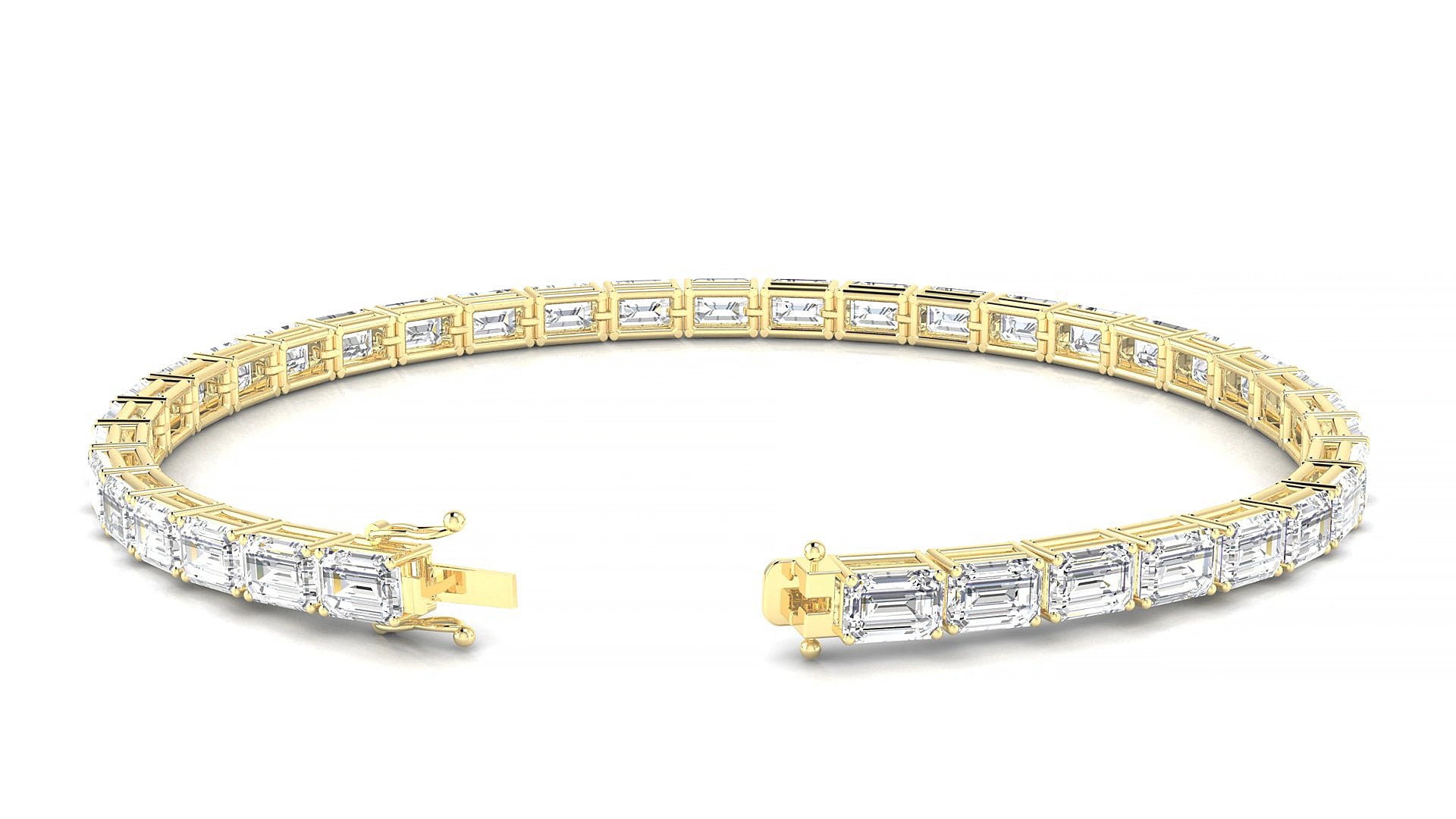 Muzo | 18k Yellow Gold 4.6 x 3.2 mm Emerald Lab-Grown Diamond 15 cm Tennis Bracelet