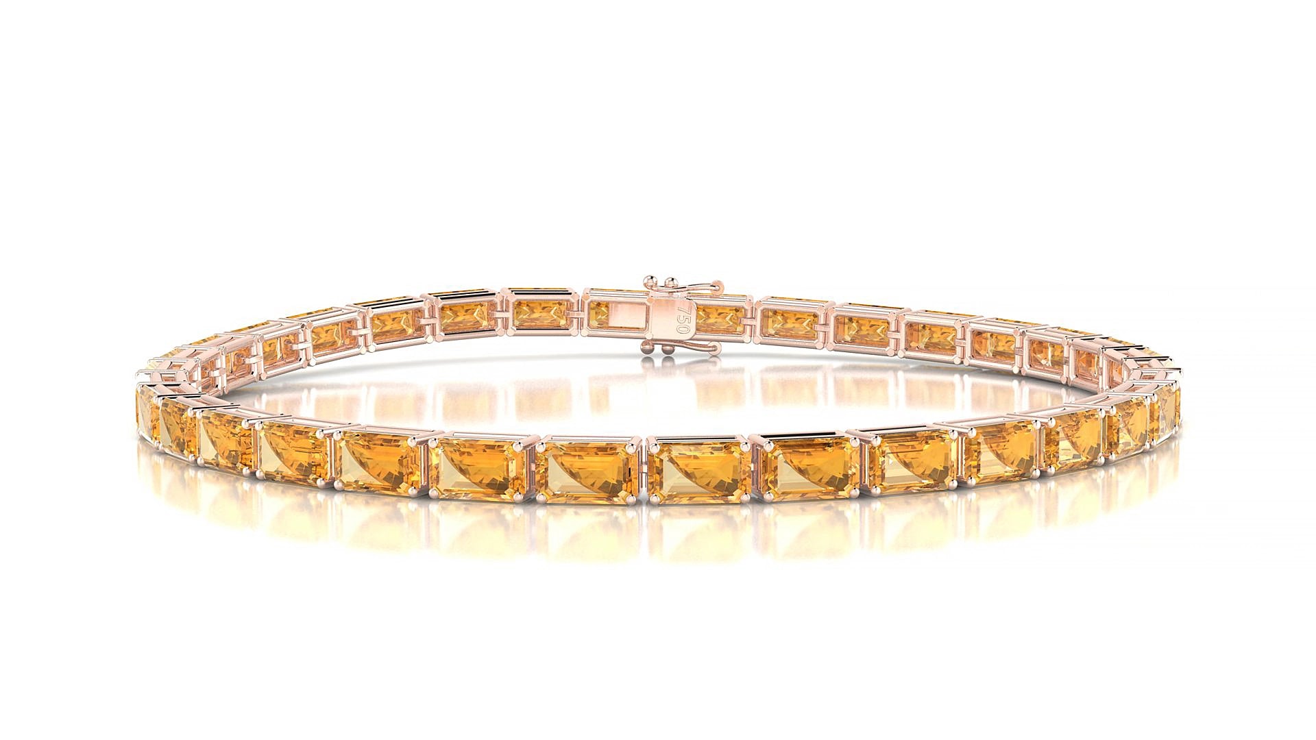 Muzo | 18k Rose Gold 5 x 3 mm Emerald Natural Citrine 16 cm Tennis Bracelet